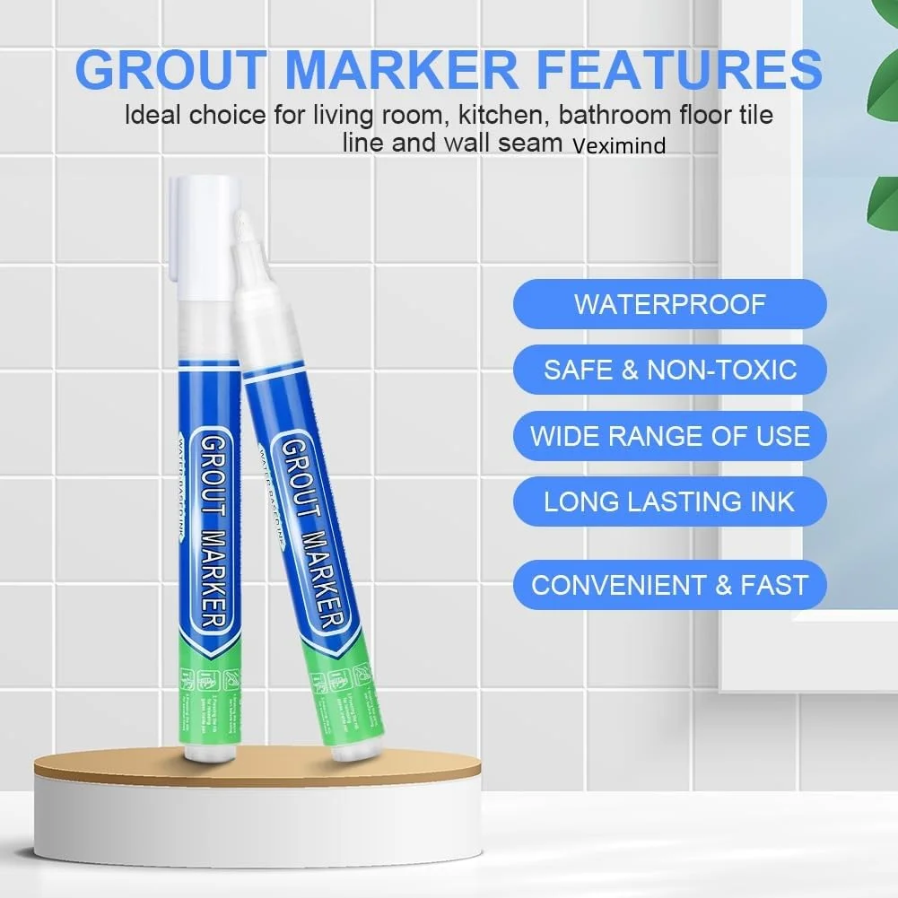 قلم ترمیم کننده درزگیر کاشی Veximind، بسته 6 عددی – ماژیک سفید برای تعمیر کاشی، قلم احیا کننده ضد آب درز کاشی برای حمام، آشپزخانه، دیوار و خطوط کف (سفید، 6 عددی)