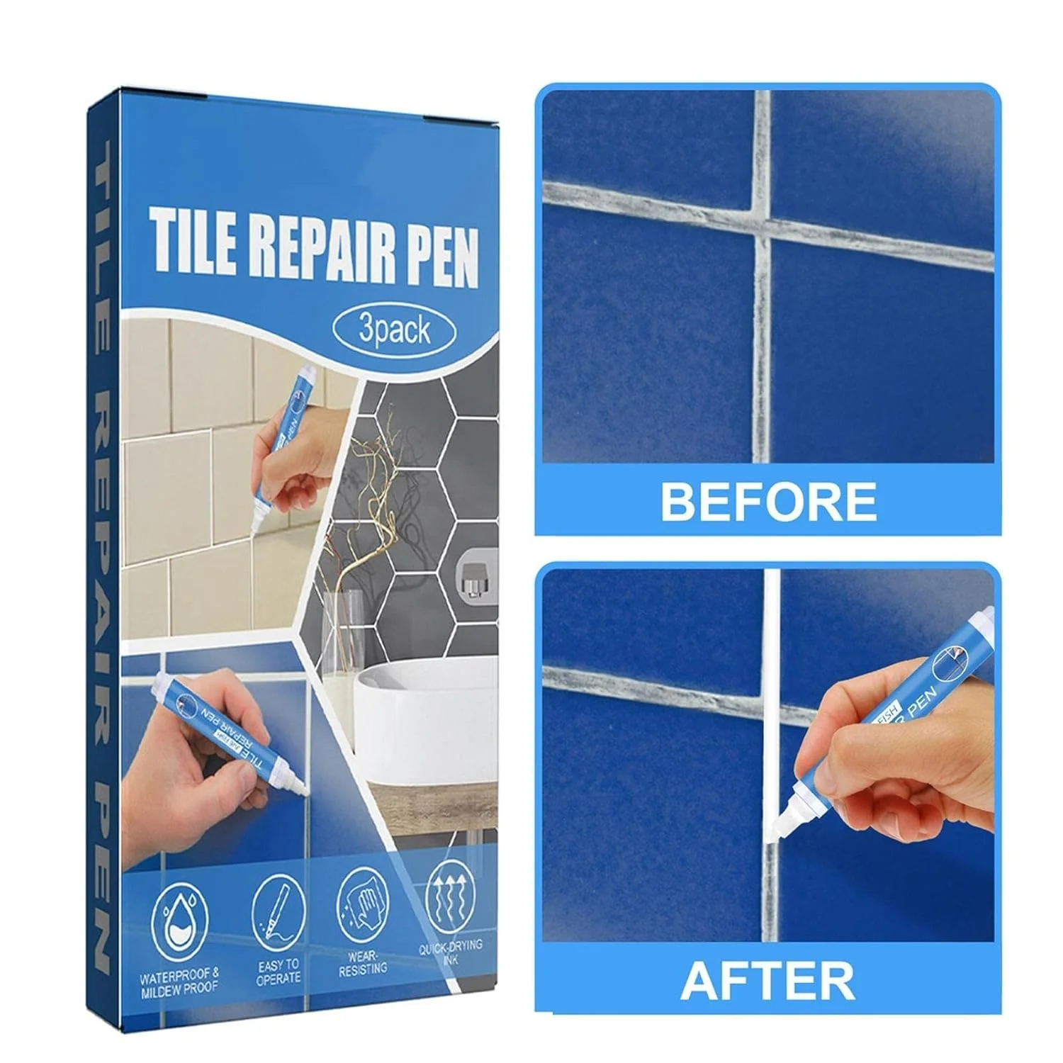 قلم رنگ کاشی سفید 6 عددی، قلم دوغاب ضد آب، قلم رنگ آمیزی دوغاب، قلم دوغاب خشک شونده سریع، قلم دوغاب دیوار، قلم دوغاب کف، قلم لکه گیری دوغاب، قلم احیا کننده دوغاب برای دیوار کف حمام آشپزخانه