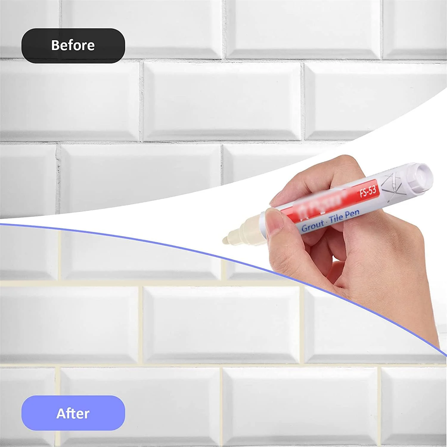 قلم ترمیم کننده درز کاشی و سرامیک - مناسب برای کاشی های آشپزخانه، حمام، دیوار و کف - بازسازی، تعمیر و رنگ آمیزی خطوط درز کاشی و سرامیک 10 عددی