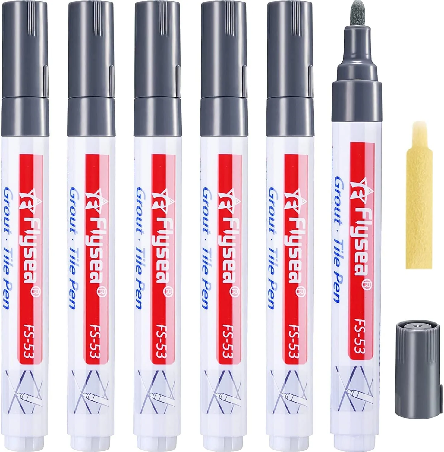 قلم ترمیم کننده درزگیر استارتی، 18 عدد، لوله ترمیم کننده درزگیر خاکستری بزرگ، قلم اصلاح کننده پرکننده کاشی، قلم ترمیم کننده جوان کننده برای دیوار و کف کاشی (خاکستری تیره)