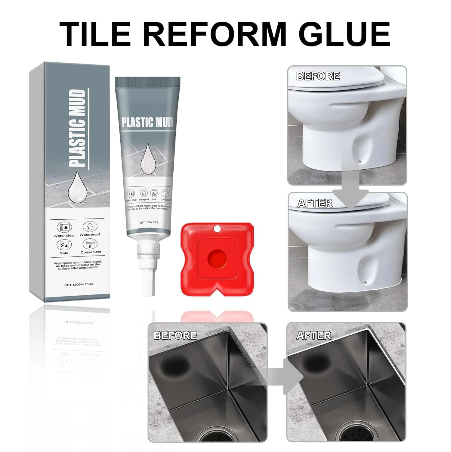 کیت ترمیم کننده دوغاب کاشی، پرکننده سریع خشک شونده دوغاب سفید برای درزهای کاشی، ضد آب و بادوام، راه حل کارآمد برای ترمیم درز کاشی، 120 گرم