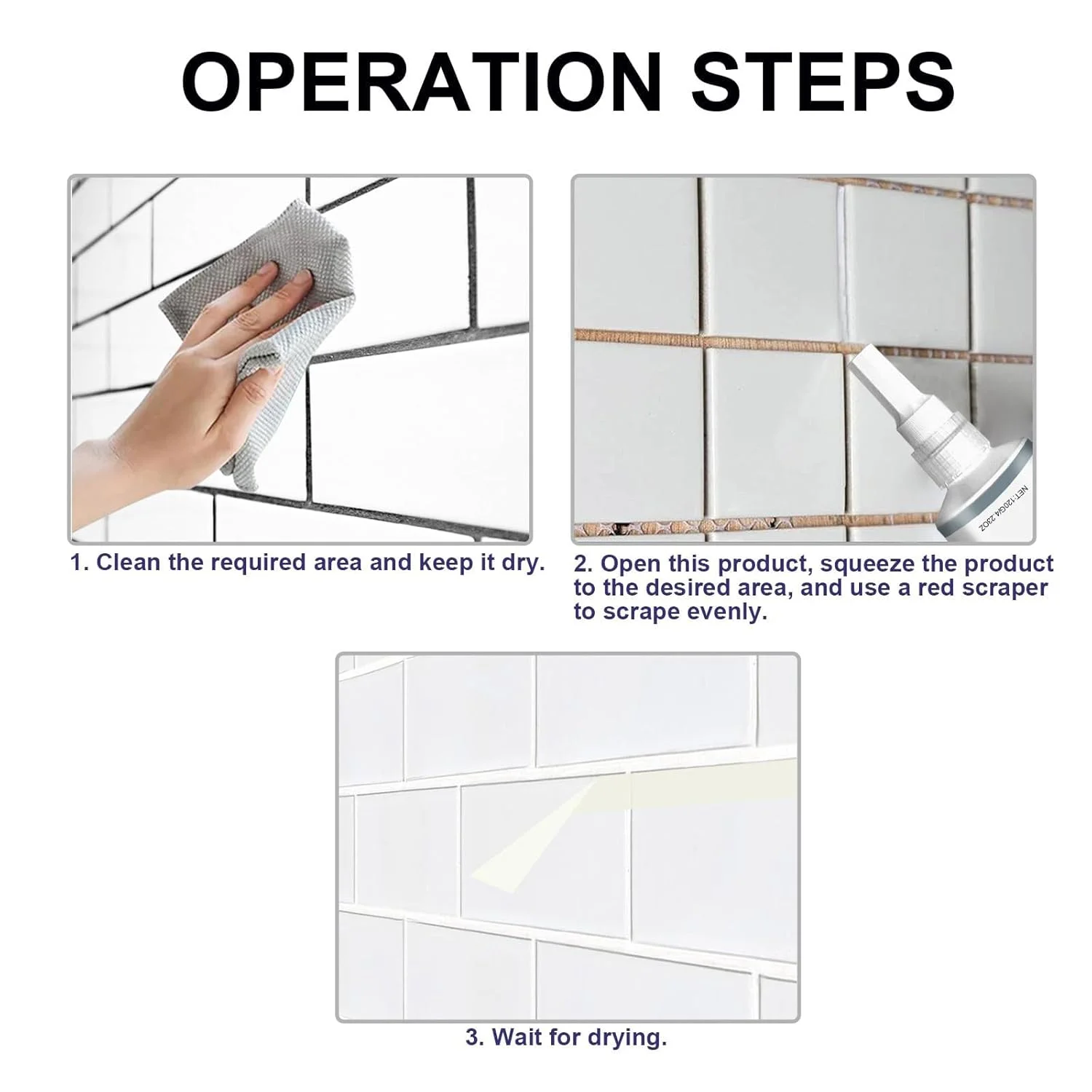 کیت ترمیم کننده دوغاب کاشی، پرکننده سریع خشک شونده دوغاب سفید برای درزهای کاشی، ضد آب و بادوام، راه حل کارآمد برای ترمیم درز کاشی، 120 گرم