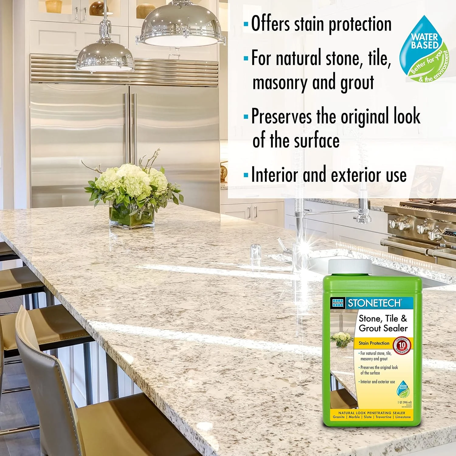 آب بند کننده سنگ، کاشی و دوغاب STONETECH، بطری 1 کوارت/32OZ (946ML)