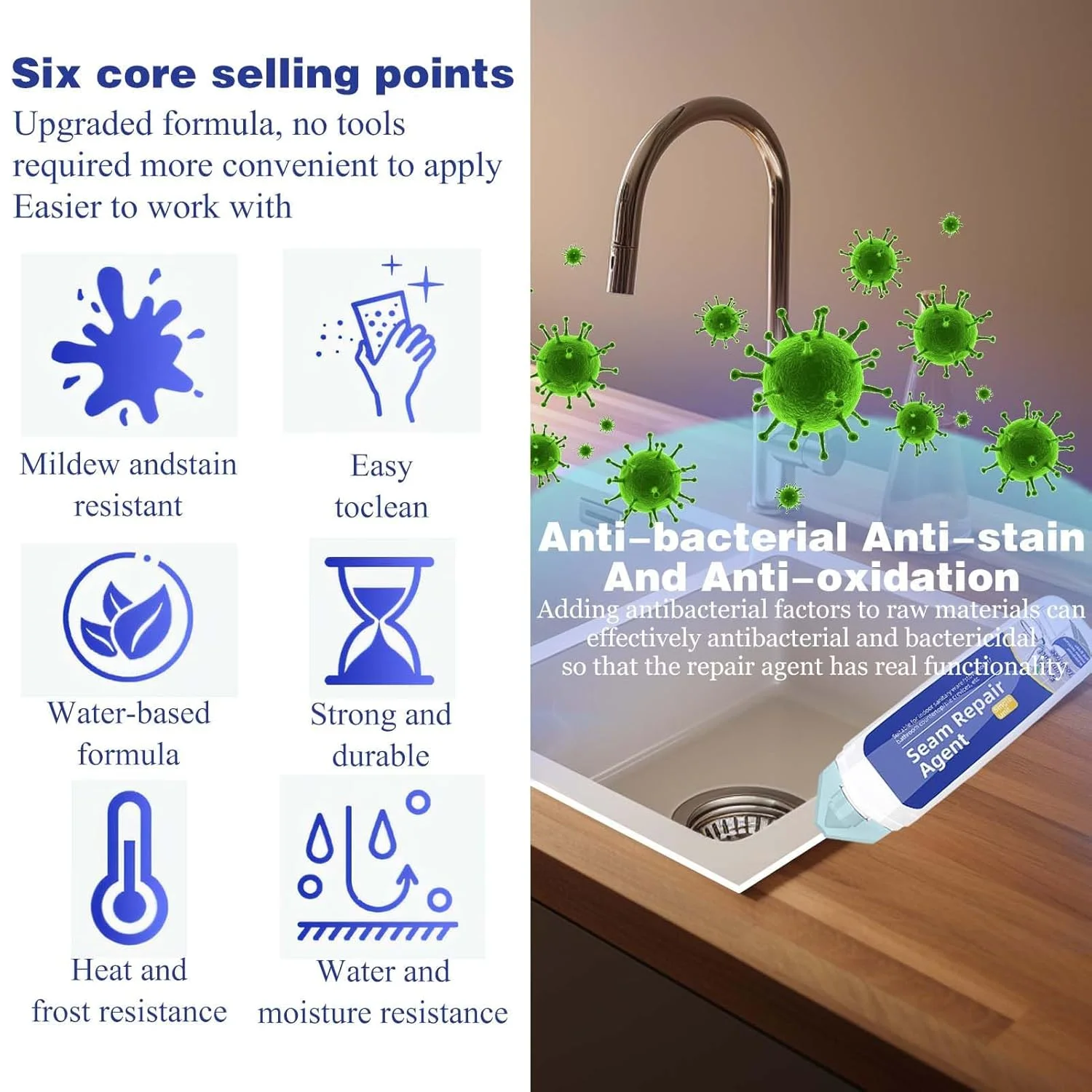 رنگ ترمیم کننده درز کاشی TERRIFI، کیت تعمیر سریع درزگیر سفید برای کاشی دوش، کف و دیوار آشپزخانه و حمام، ضد آب و مقاوم در برابر رطوبت، استفاده آسان و ایمن (سفید)