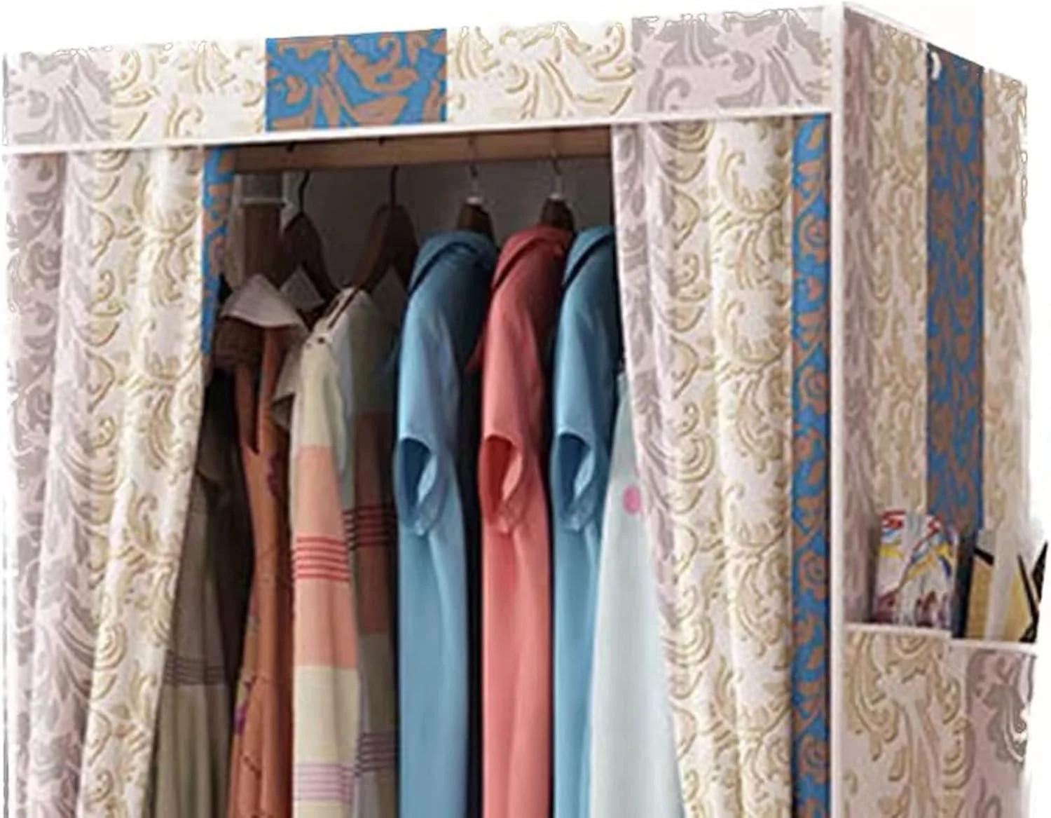 کمد لباس Nyyldr پارچه آکسفورد، کمد لباس چوبی جامد، کابینت نگهداری، کمد لباس اقتصادی مدرن ساده، کمد لباس پارچه ای مونتاژی اتاق اجاره ای