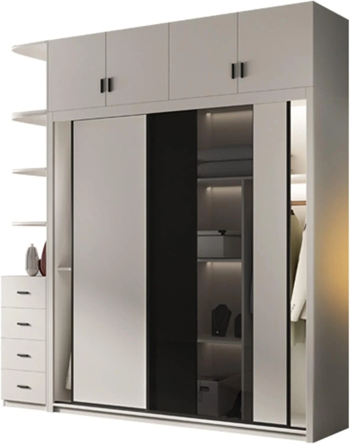 کمد لباس ریلی Nyyldr، کمد دیواری اتاق خواب خانگی، کمد ریلی اقتصادی، کمد چوبی جامد