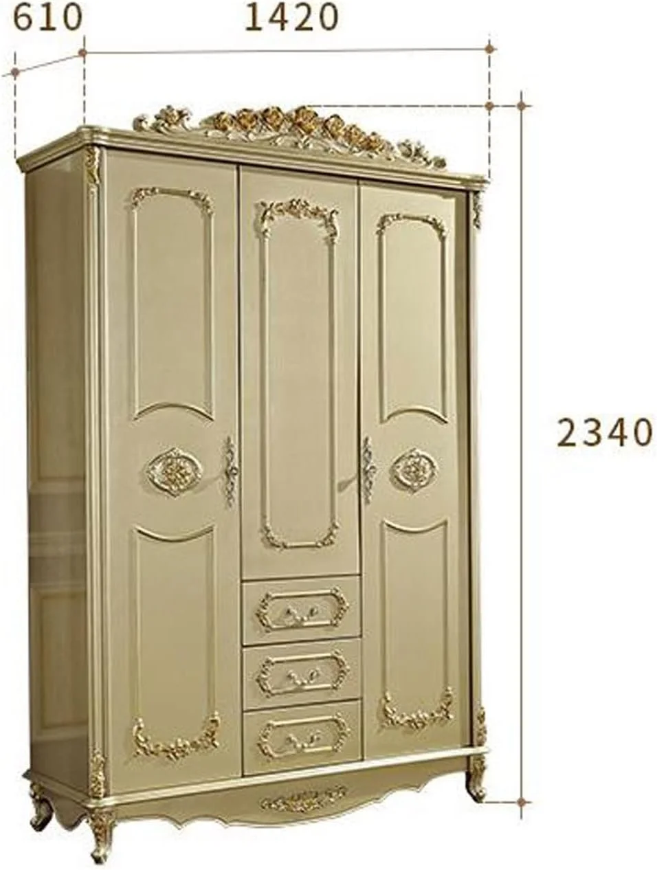 کمد لباس Nyyldr، کمد لباس چوبی جامد، کمد لباس ساده، کمد لباس طلایی شامپاینی، کمد لباس چوبی جامد اتاق خواب منزل، کمد لباس سه درب، مبلمان