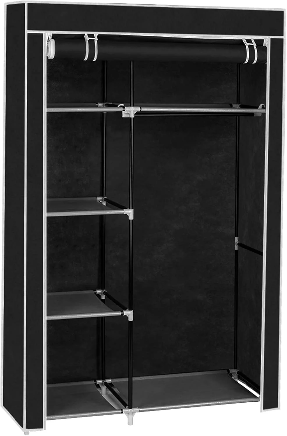 کمد لباس Nyyldr، سازمان دهنده کمد با آویز و قفسه، مشکی