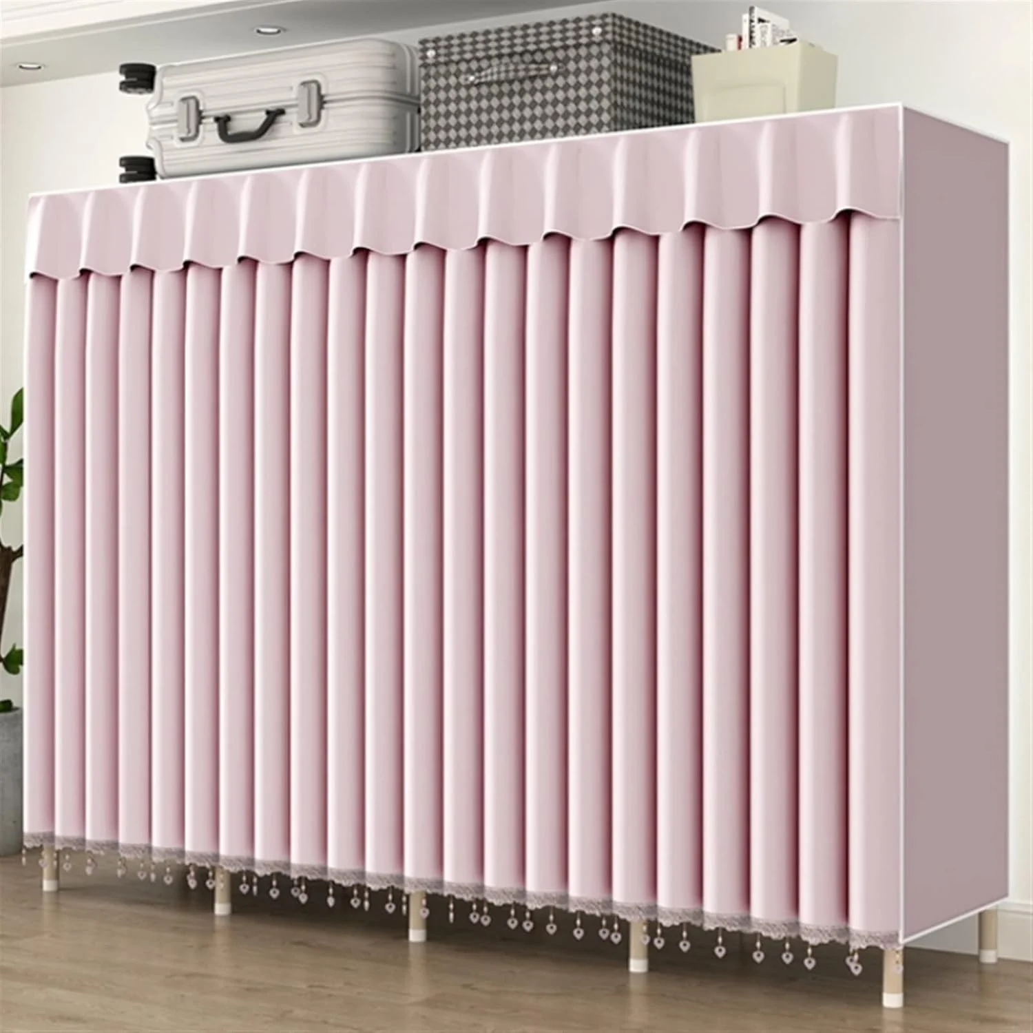 کمد لباس Nyyldr تاشو، کمد مبلمان، کمد اتاق خواب رنگ ثابت، کمد غیر بافته، لوله فولادی ضخیم