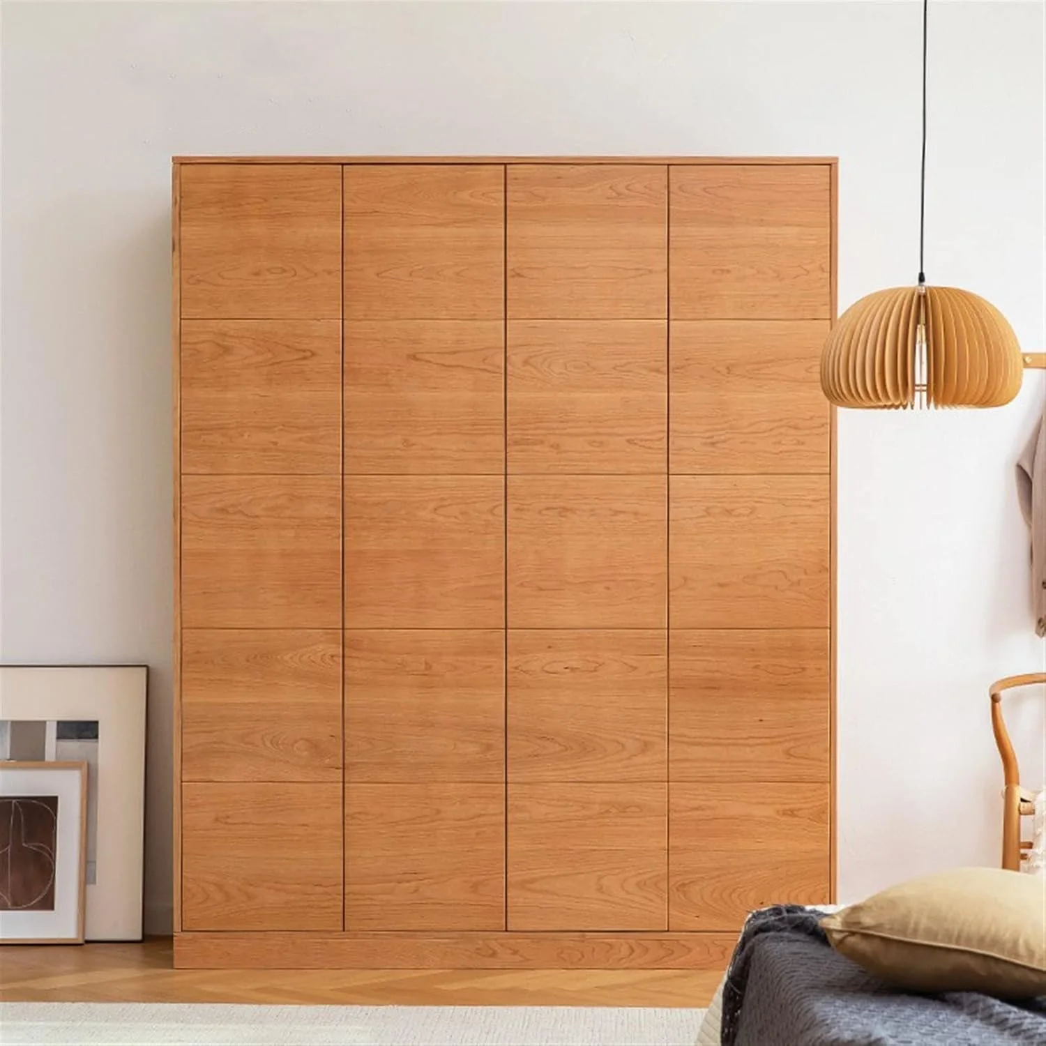 کمد لباس Nyyldr مینیمالیستی چوبی جامد گردوی سیاه آلبالو کمد لباس پلت فرم ابری ذخیره سازی زمینی