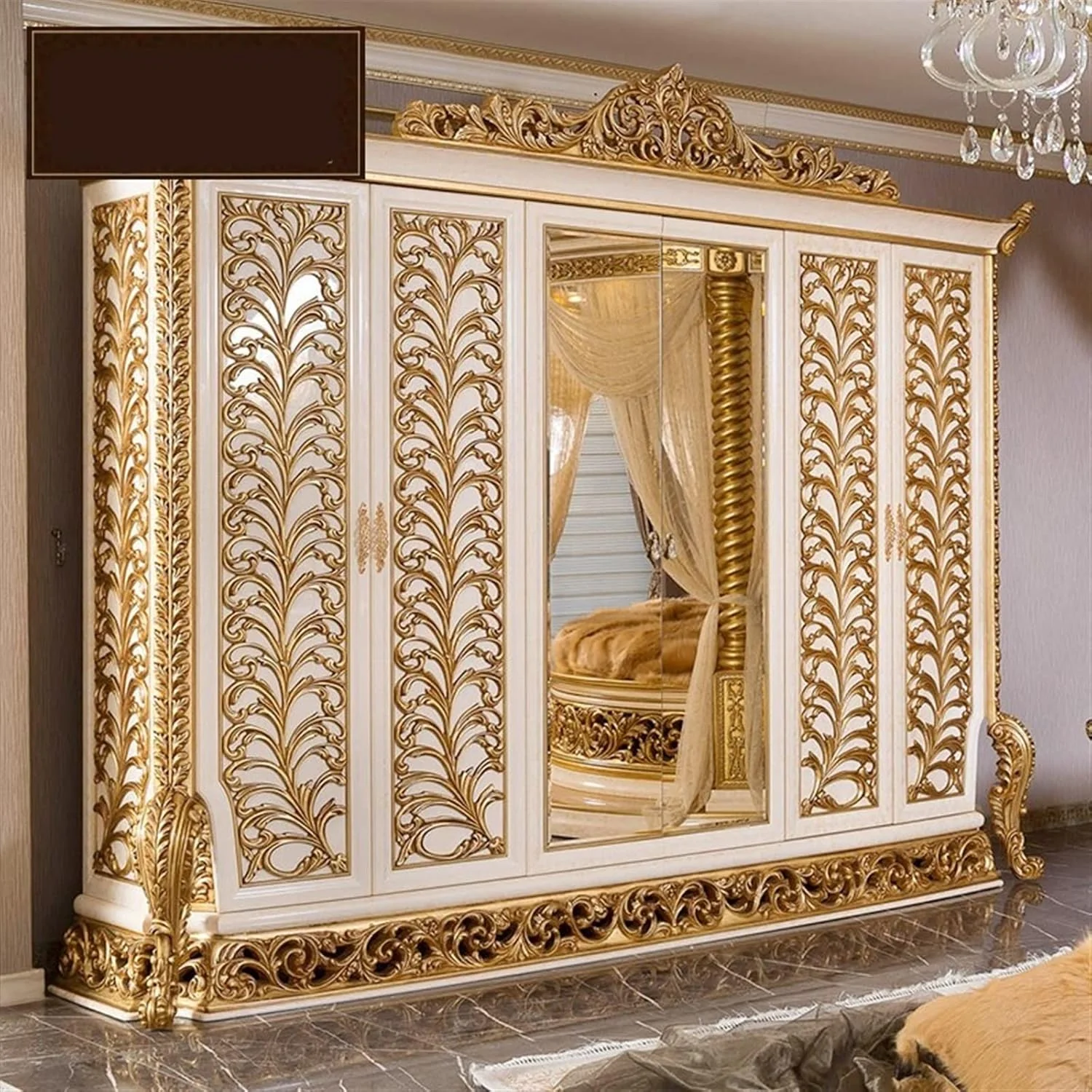 کمد لباس Nyyldr، تمام چوب جامد، کمد لباس حکاکی شده، کمد لباس اتاق خواب