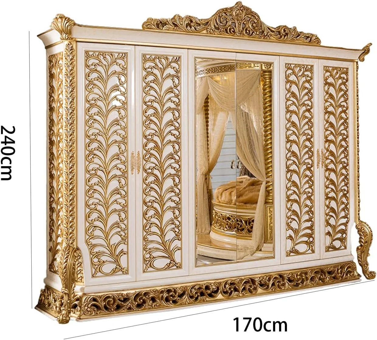 کمد لباس Nyyldr، تمام چوب جامد، کمد لباس حکاکی شده، کمد لباس اتاق خواب