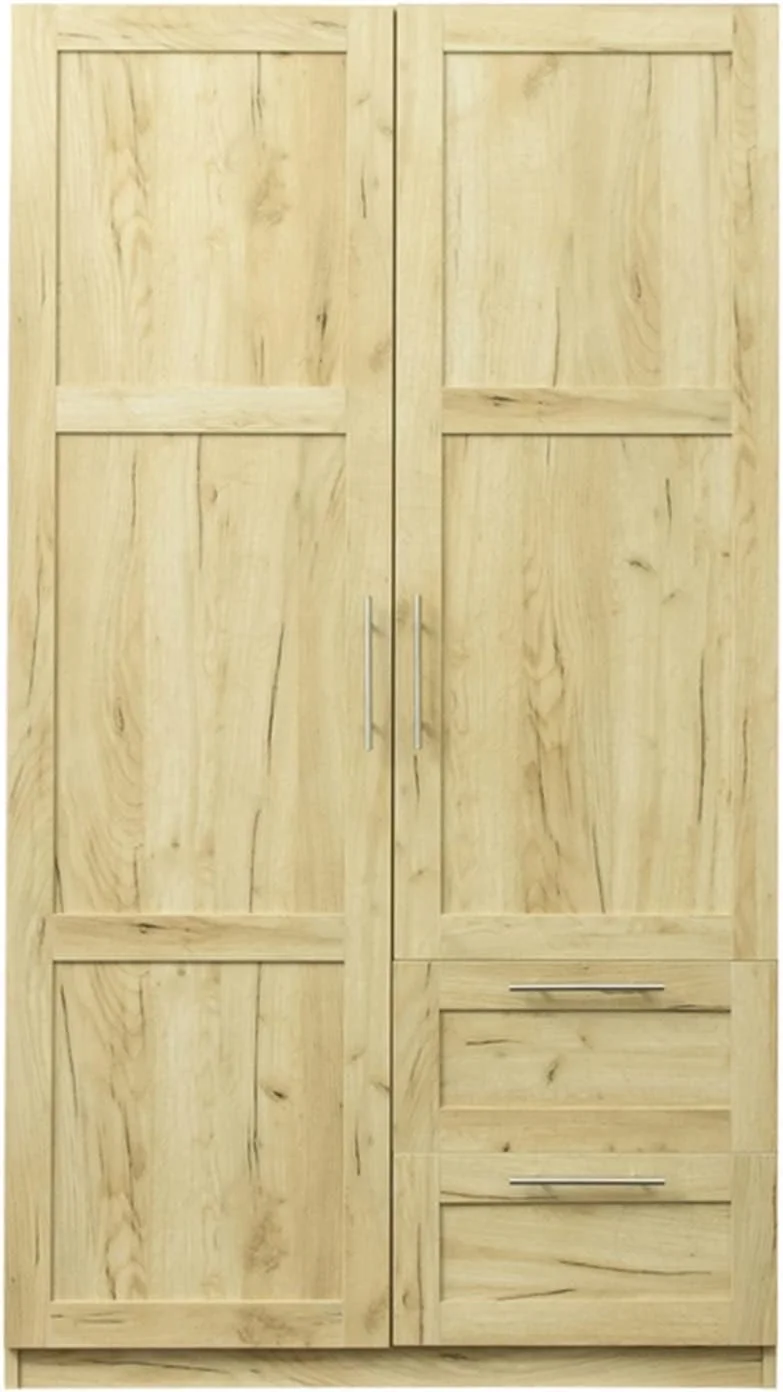 کمد لباس Nyyldr، مبلمان اتاق خواب، کمد دیواری بلند و کابینت آشپزخانه، سفید، بلوط (02-بلوط)