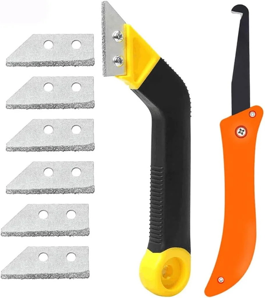 ابزار حذف کننده دوغاب REVHQ، اره دوغاب زاویه دار با 6 تیغه اضافی برای تمیز کردن کاشی