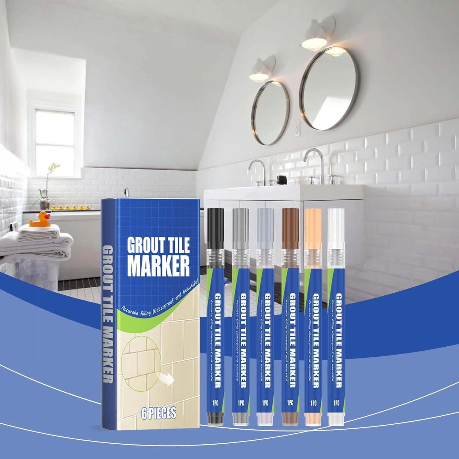 قلم ترمیم کننده درز کاشی، ماژیک تعمیر کاشی دیوار، رنگ ترمیم کننده دوغاب برای شکاف ها و ترک ها، ماژیک زیباسازی دوغاب ضد آب برای بازسازی کاشی آشپزخانه، حمام و اتاق نشیمن