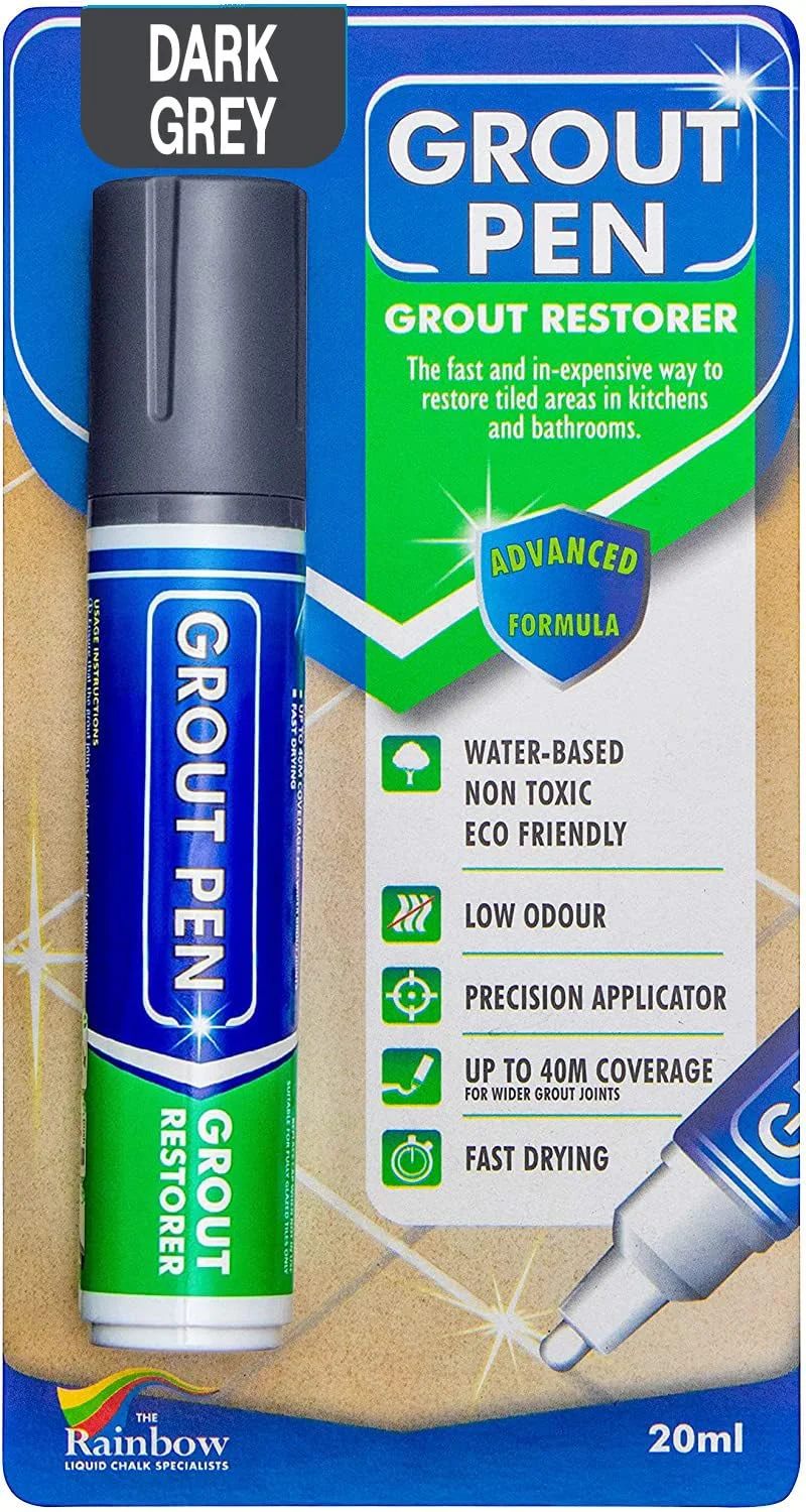 قلم ترمیم کننده درز کاشی Rainbow Chalk Markers Limited، خاکستری تیره بزرگ - ایده آل برای بازگرداندن ظاهر خطوط درز کاشی قلم ترمیم کننده درز کاشی Rainbow Chalk Markers Limited، خاکستری تیره بزرگ - ایده آل برای بازگرداندن ظاهر خطوط درز کاشی