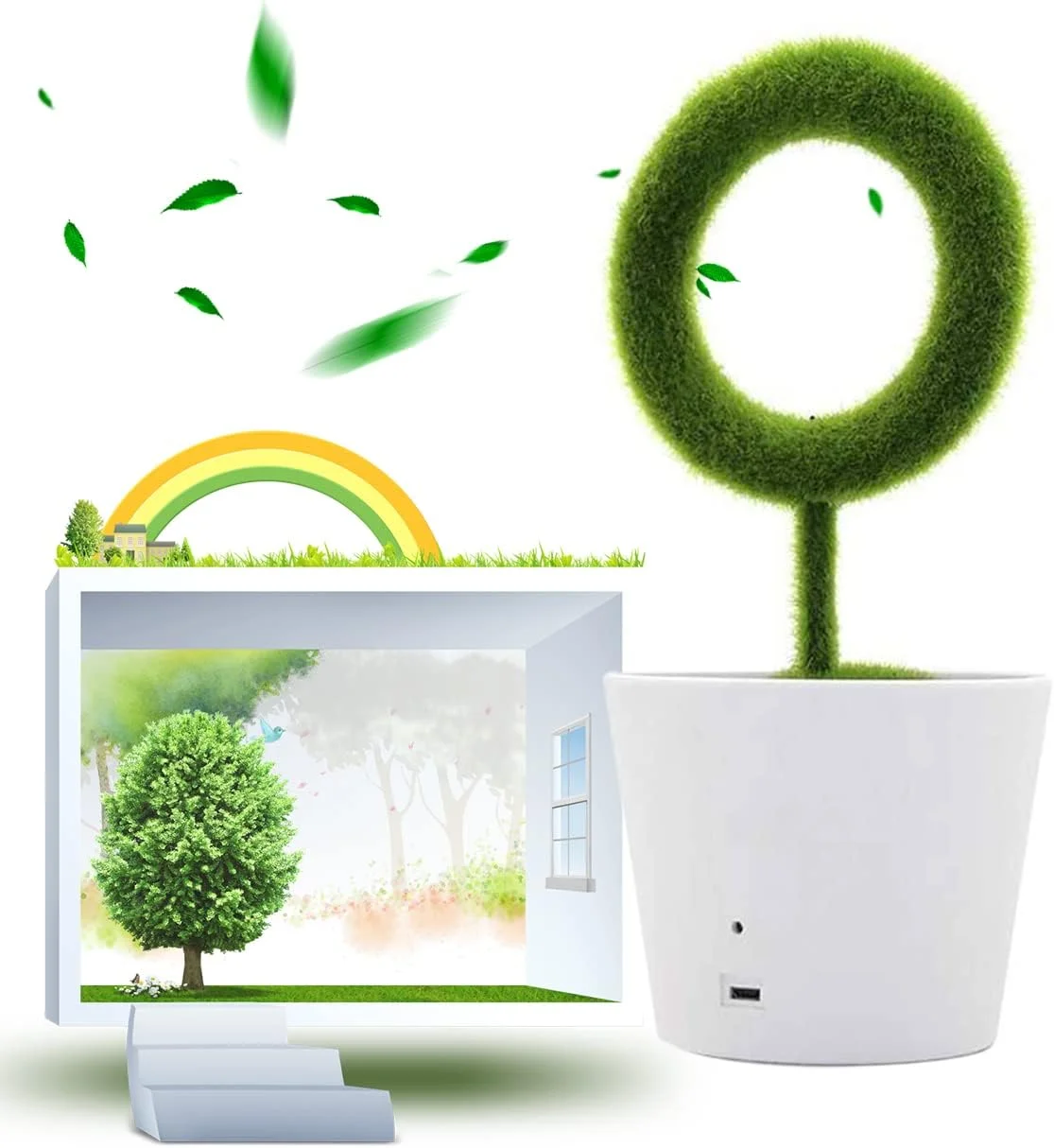 تصفیه کننده هوای رومیزی USB ZhiLianZhao، تصفیه کننده هوای رومیزی کوچک قابل حمل، با صدای کم، برای اتاق خواب، اتاق نشیمن، دفتر کار