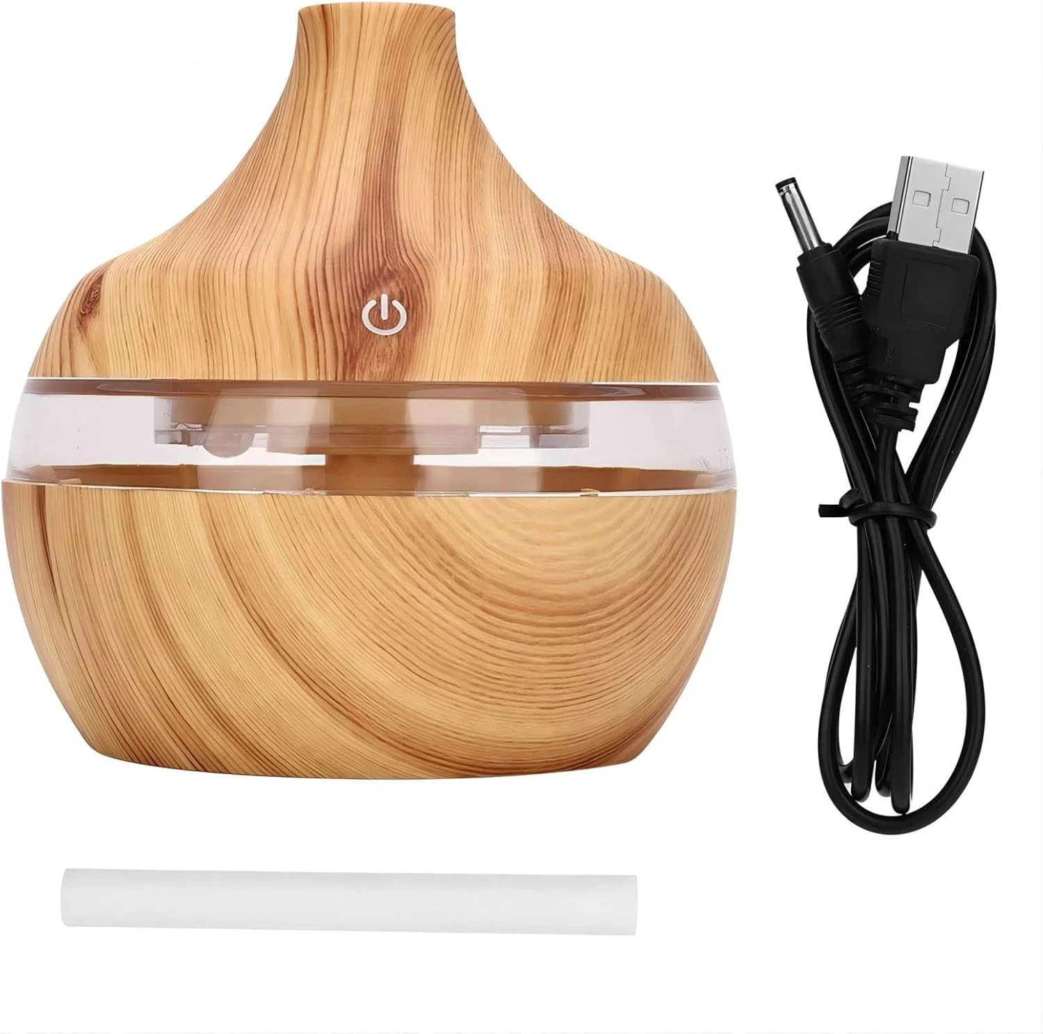 دستگاه خوشبو کننده هوا و مرطوب کننده مینی قابل حمل 300 میلی لیتری LED با رایحه روغن های اساسی، طرح چوب و سبک