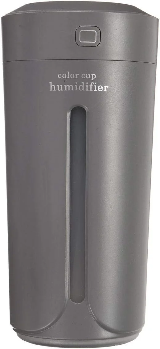 YAYOYO DC 5V 5W دستگاه بخور سرد USB با نور شب، مدل فنجانی، کوچک، پخش کننده اسانس روغنی و تصفیه کننده هوا - خاکستری