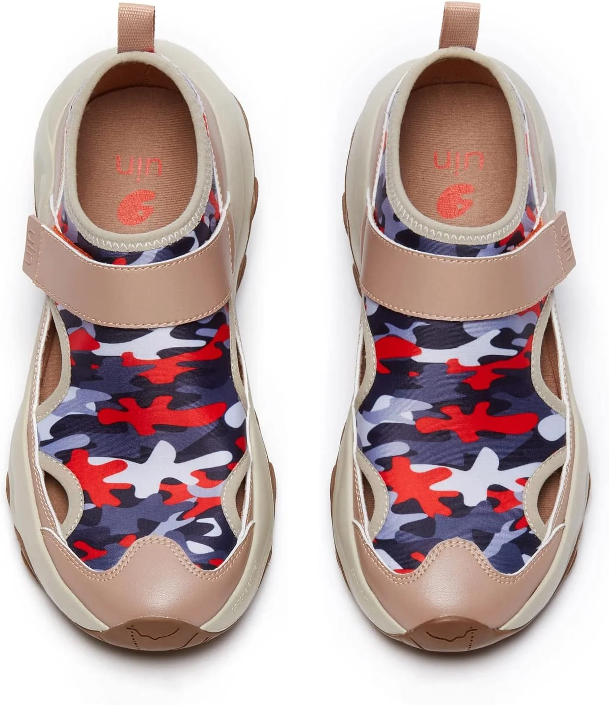 صندل زنانه UIN مدل جلوبسته، صندل پلتفرم لژدار، صندل اسلایدینگ با بند چسبی در پشت، مناسب برای سفر در تابستان