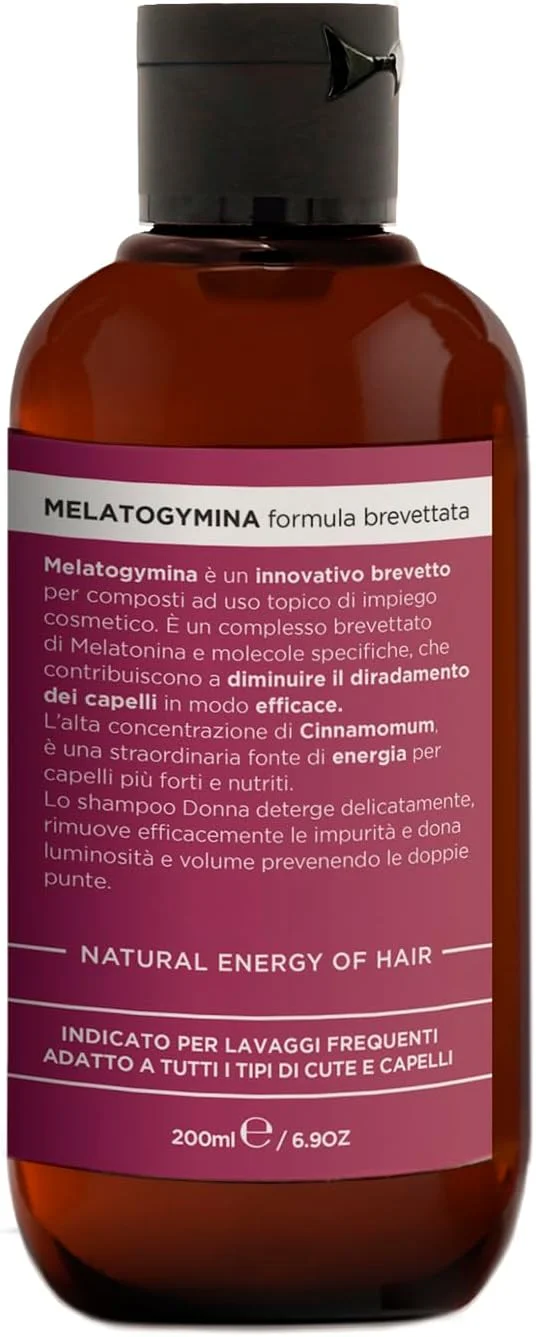 شامپو ضد ریزش و تقویت کننده موی زنانه تریکوژیم - شامپو ضد ریزش مو حاوی ملاتوجیمین، 95% مواد طبیعی، فرمول وگان، بدون پارابن و SLS/SLES - بسته بندی 100% قابل بازیافت، 200 میلی لیتر