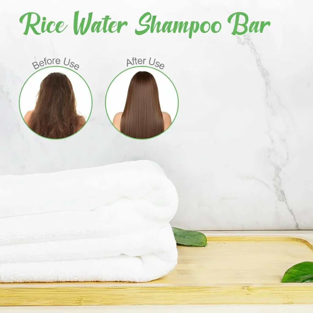 شامپو بار رشد مجدد مو TERRIFI، 2 عدد شامپو بار طبیعی، ضد شوره، درمان ریزش مو، تقویت رشد مو برای انواع مو (1 بسته، برنج 2)