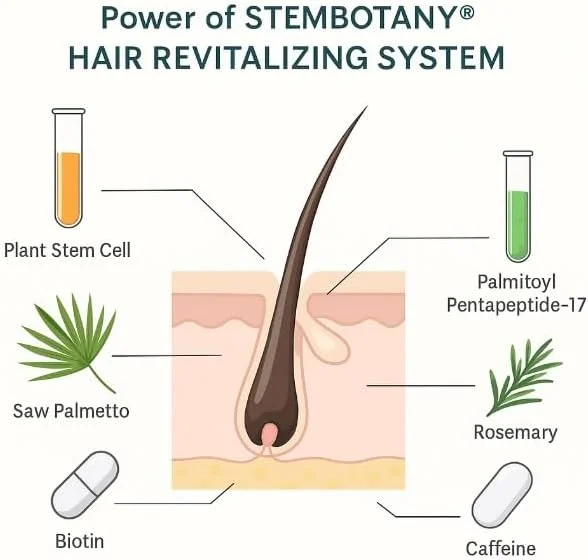 شامپو سلول بنیادی STEMBOTANY برای موهای نازک، شامپو نهایی ضد ریزش مو برای زنان و مردان: کنترل وز، شامپو طبیعی مسدود کننده DHT با کافئین غنی شده با PEPTASTEM (اسطوخودوس)