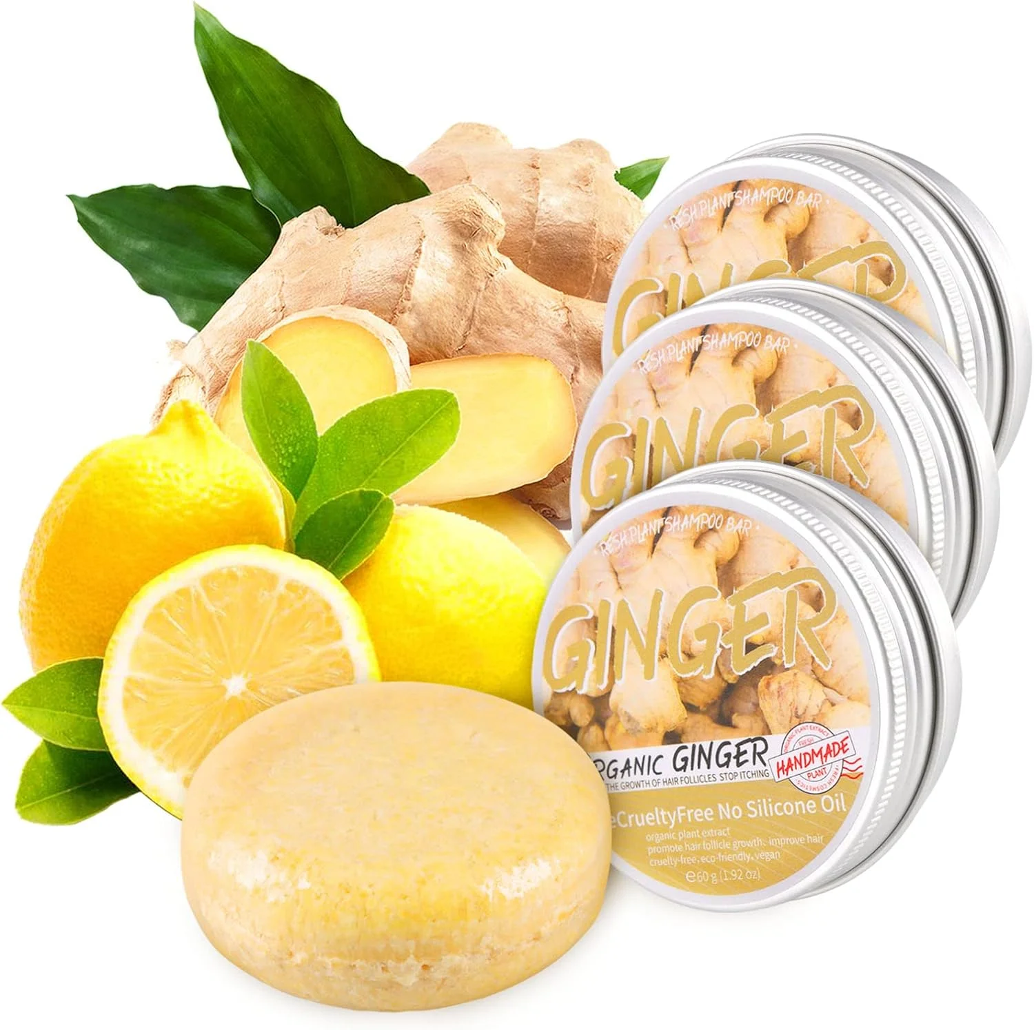 شامپو بار زنجبیلی رویش مجدد مو Starhig، 3 عدد، شامپو زنجبیل برای رشد مو، شامپو بار زنجبیلی ارگانیک طبیعی، شامپو بار زنجبیلی محرک رشد مو