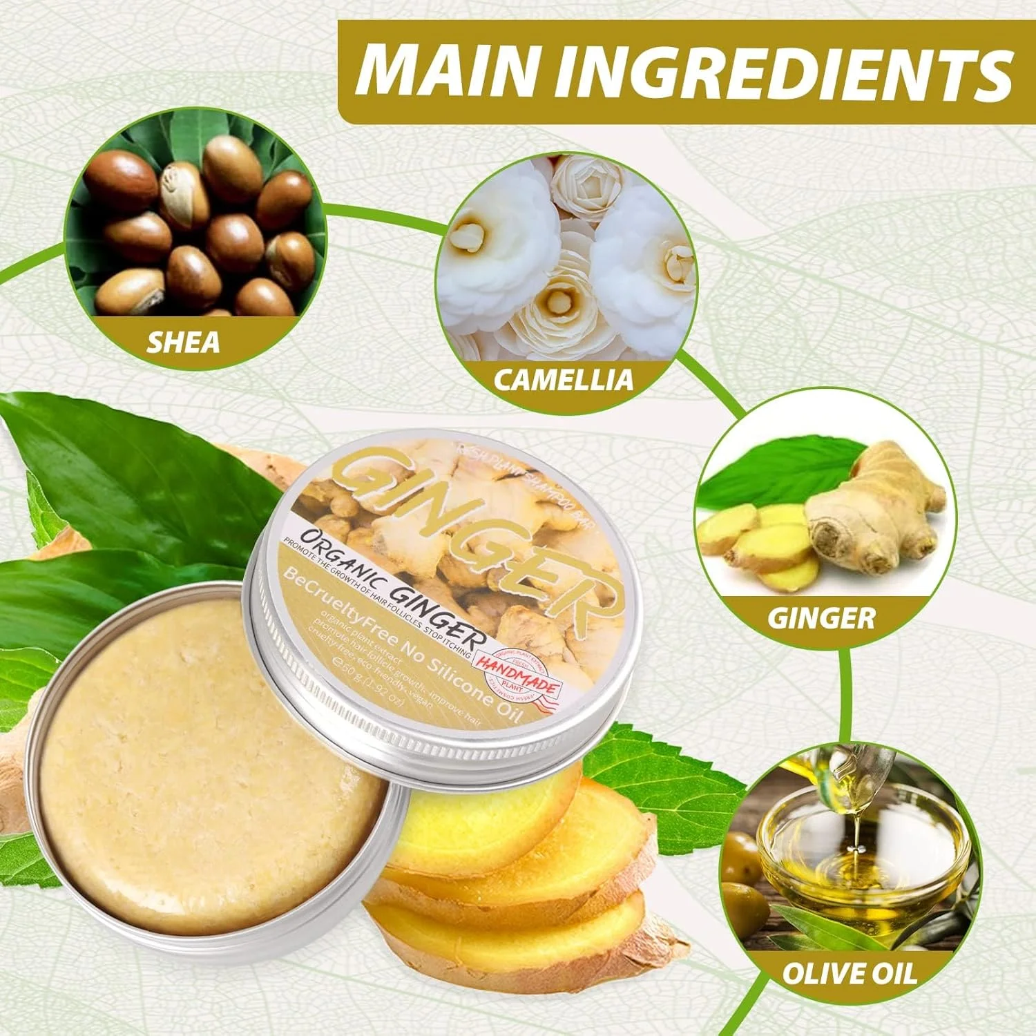 شامپو بار زنجبیلی رویش مجدد مو Starhig، 3 عدد، شامپو زنجبیل برای رشد مو، شامپو بار زنجبیلی ارگانیک طبیعی، شامپو بار زنجبیلی محرک رشد مو