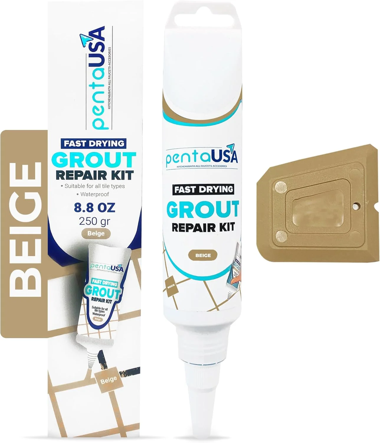 ملات درزگیر کاشی پنتاایالات متحده - لوله ای خشک شونده سریع برای تعمیر، بازیافت، پر کردن، به همراه شناور ملات، فرمول بدون بو (250 گرم / بژ) ملات درزگیر کاشی پنتاایالات متحده - لوله ای خشک شونده سریع برای تعمیر، بازیافت، پر کردن، به همراه شناور ملات، فرمول بدون بو (250 گرم / بژ)