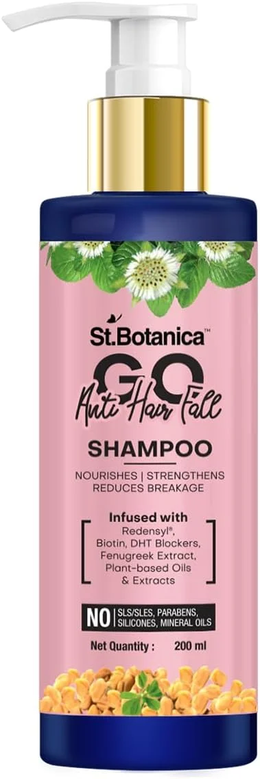 شامپو ضد ریزش مو سنت بوتانیکا GO - حاوی ردنسيل، بیوتین، مسدود کننده های طبیعی DHT، بدون SLS/سولفات، پارابن، سیلیکون، رنگ، 200 میلی لیتر