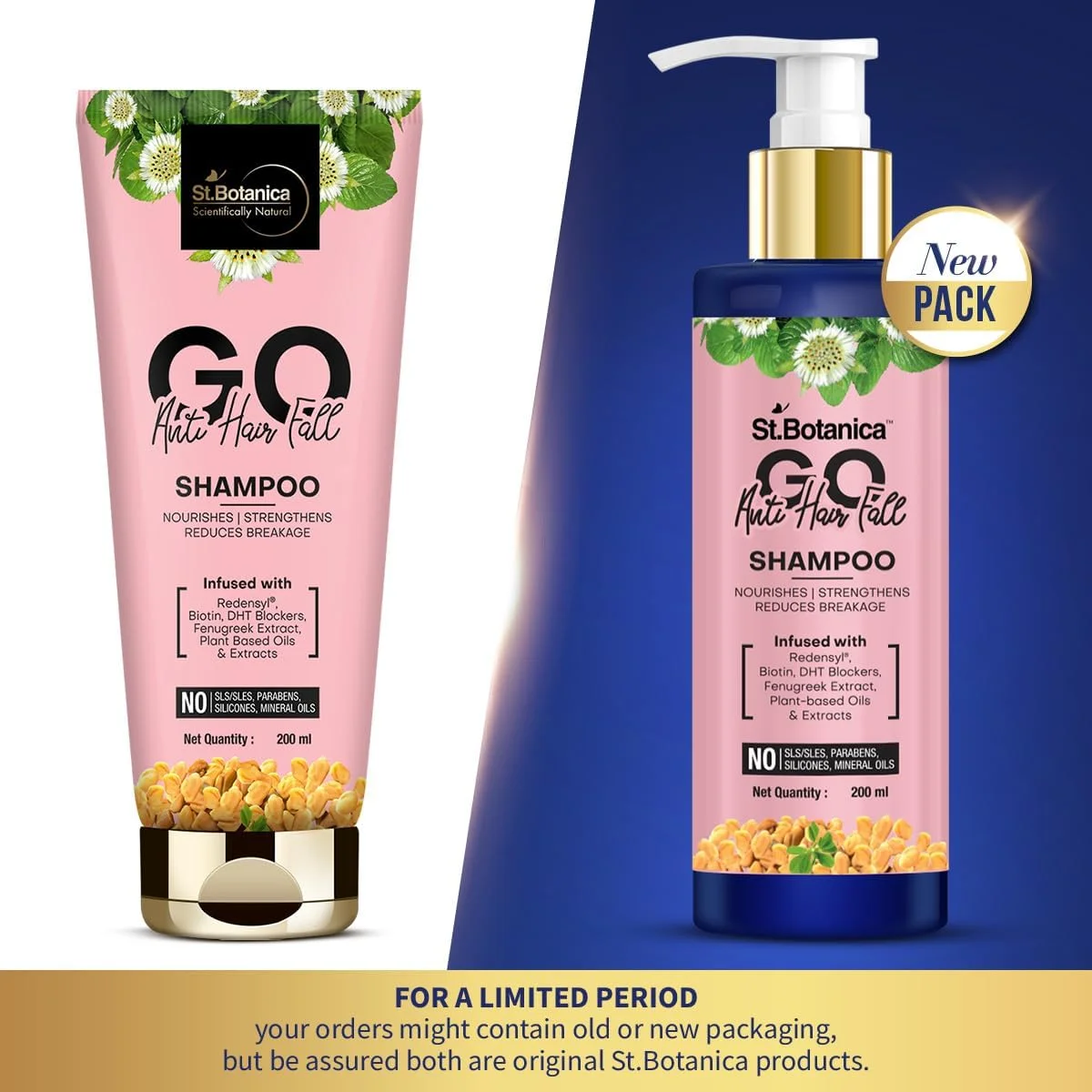 شامپو ضد ریزش مو سنت بوتانیکا GO - حاوی ردنسيل، بیوتین، مسدود کننده های طبیعی DHT، بدون SLS/سولفات، پارابن، سیلیکون، رنگ، 200 میلی لیتر