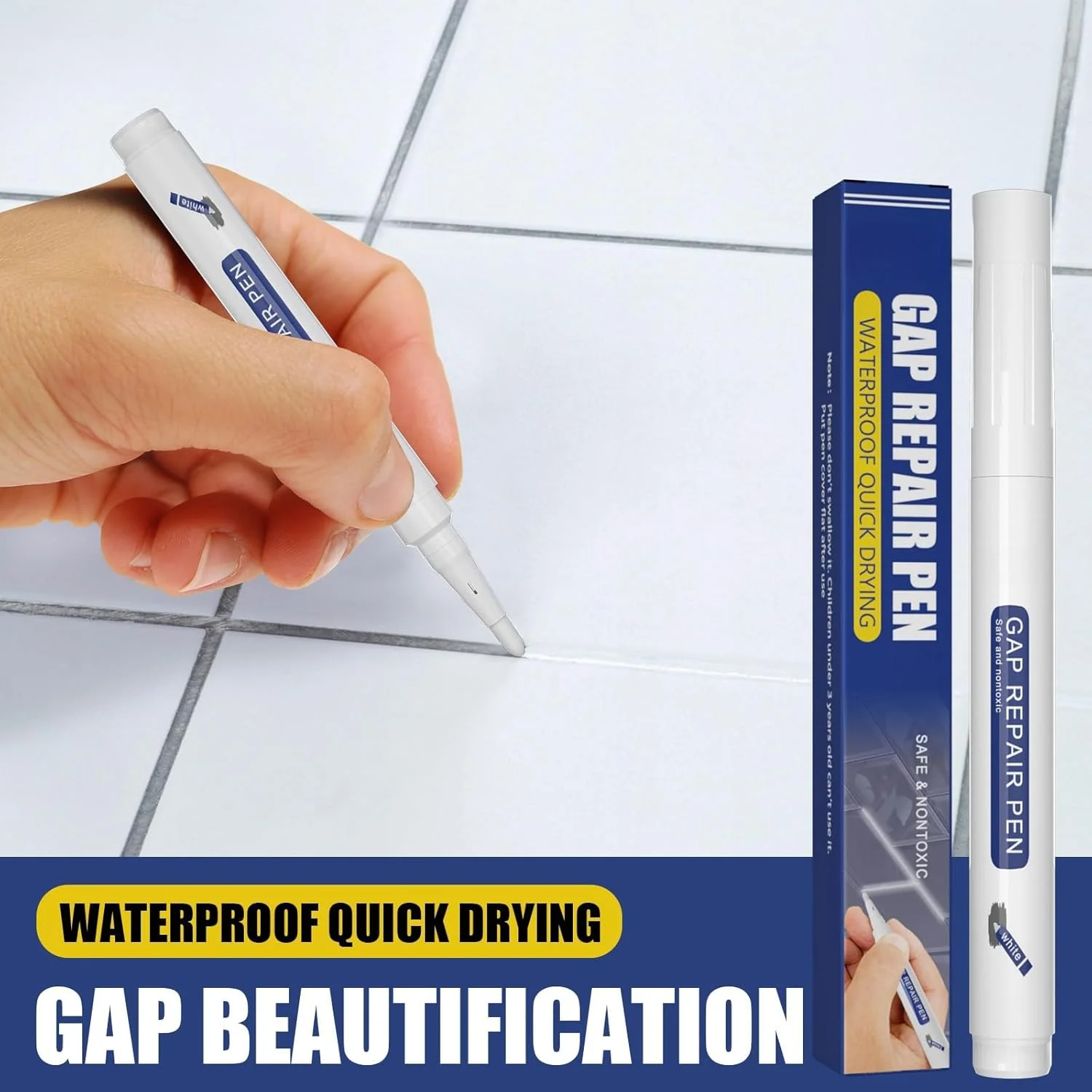 قلم ترمیم کننده درز کاشی NOVOLAN، ضد آب و مقاوم در برابر کپک، به طور یکپارچه نواقص را پنهان می کند، ظاهر خطوط دوغاب را در حمام، آشپزخانه یا هر سطح کاشی کاری شده پر و ترمیم می کند.