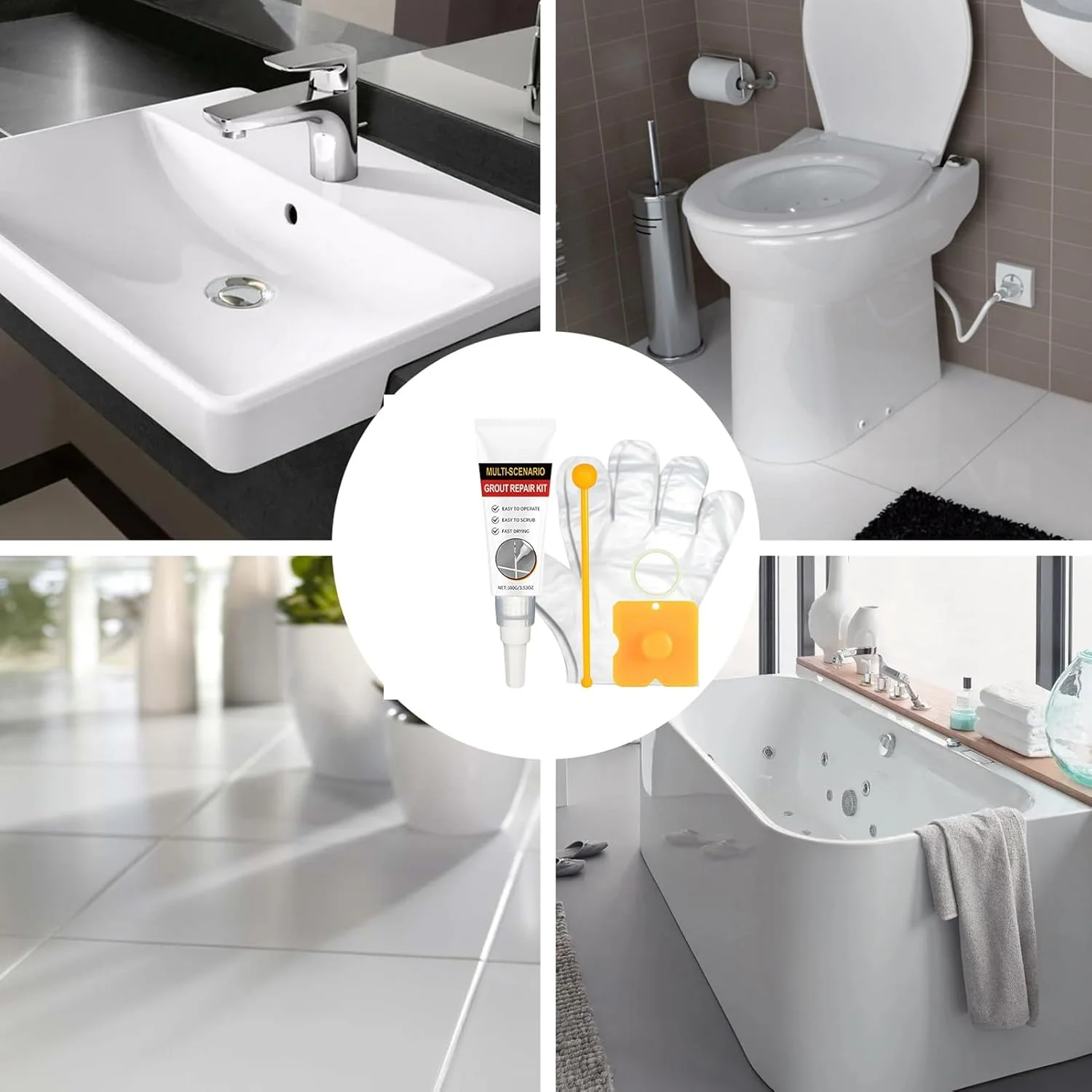 کیت تعمیر دوغاب – عامل خشک کننده و درزگیر ترک، تیوپ فشاری، خشک شدن سریع، رنگ دوغاب ضد آب برای ترمیم و نوسازی خطوط اتصالات کاشی برای حمام، آشپزخانه، آپارتمان های خوابگاهی، دوش و کاشی کف