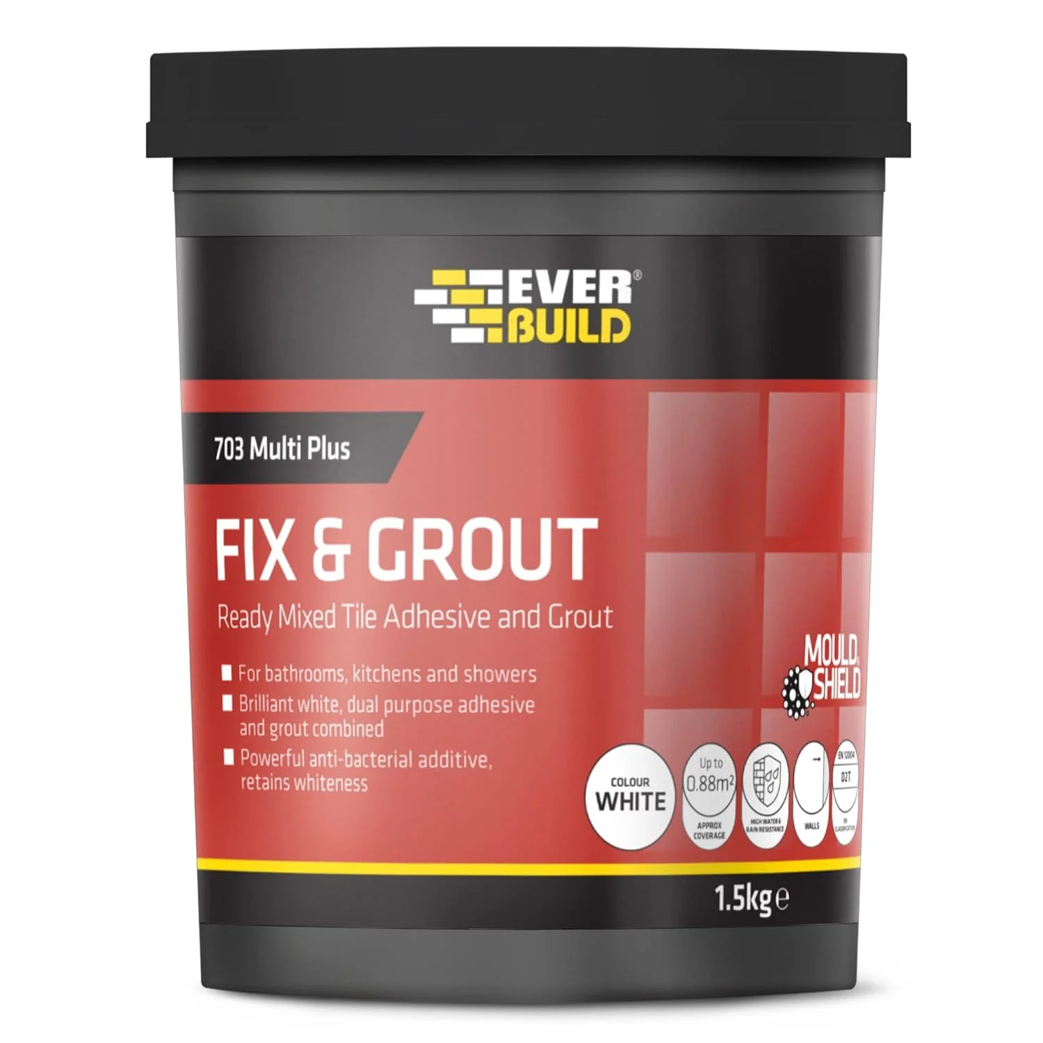 چسب کاشی و دوغاب Everbuild 703 Fix And Grout - مخلوط آماده - ضد کپک - مقاوم در برابر آب - استحکام بالا - سفید درخشان - 1.5 کیلوگرم چسب کاشی و دوغاب Everbuild 703 Fix And Grout - مخلوط آماده - ضد کپک - مقاوم در برابر آب - استحکام بالا - سفید درخشان - 1.5 کیلوگرم