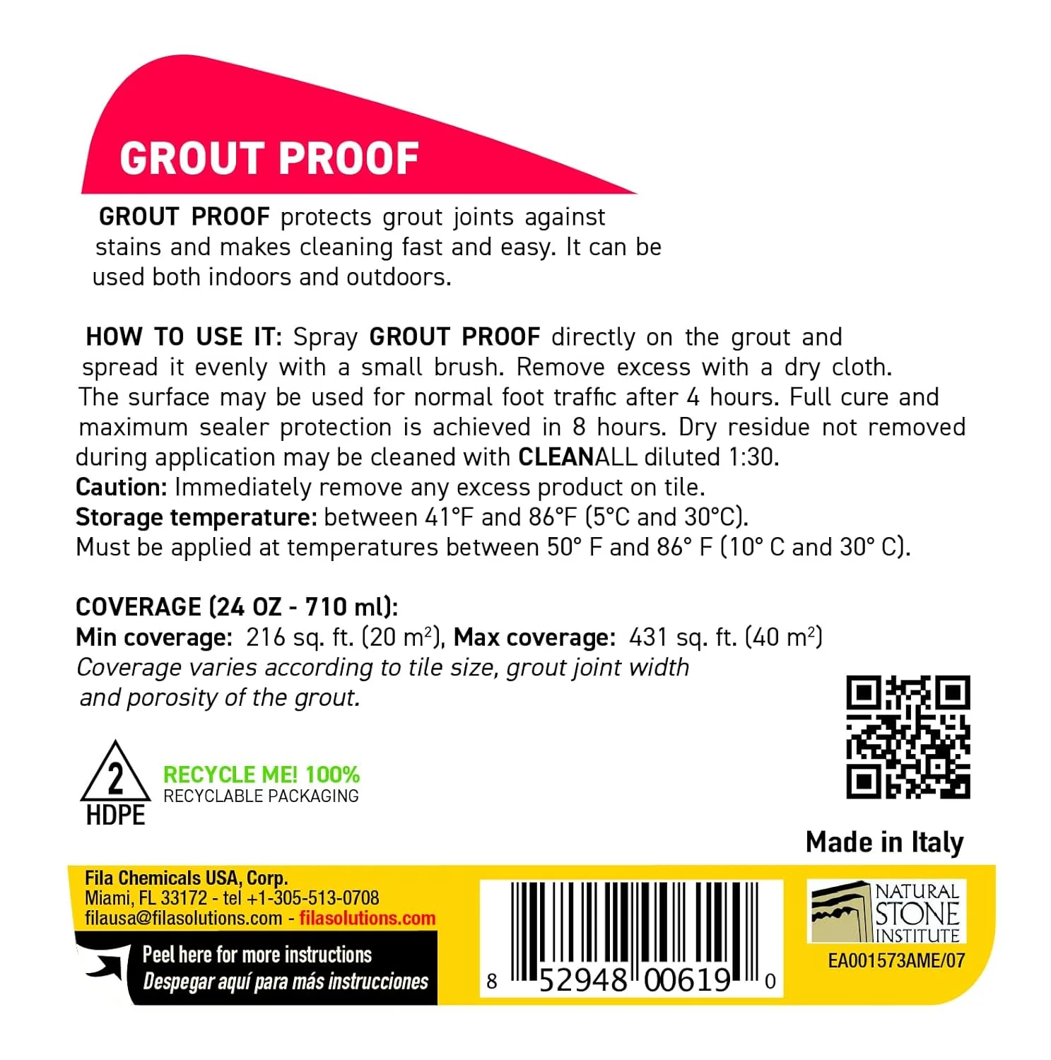 محلول محافظت از سطح FILA، اسپری محافظ دوغاب Filagrout Proof، ۷۱۰ میلی لیتر، محافظ دوغاب برای کاشی و سنگ، سازگار با محیط زیست محلول محافظت از سطح FILA، اسپری محافظ دوغاب Filagrout Proof، ۷۱۰ میلی لیتر، محافظ دوغاب برای کاشی و سنگ، سازگار با محیط زیست