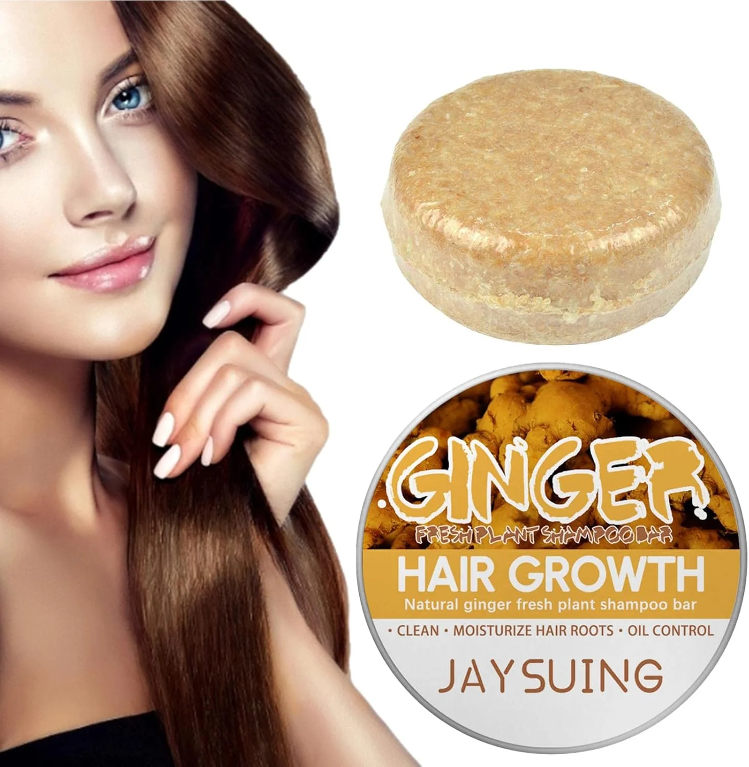 صابون شامپو زنجبیل برای جلوگیری از ریزش مو، صابون شامپو جامد 100% طبیعی، صابون مراقبت از رشد مو، صابون شامپو ضد ریزش مو، کمک به توقف ریزش مو و تقویت رشد سالم مو
