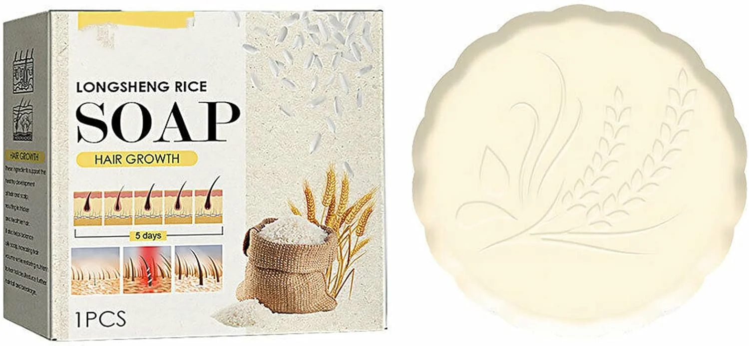 شامپو بار، شامپو بار طبیعی، شامپو بار برنج، صابون شامپو برنج ضد ریزش مو، تغذیه و ترمیم موهای خشک و آسیب دیده برای آقایان و بانوان (1 عدد)