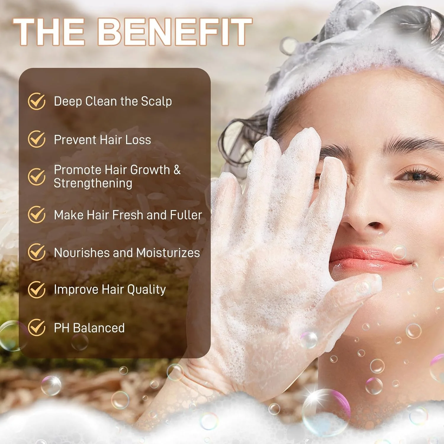 شامپو بار آب برنج NAOLVE برای رشد مو، شامپو و نرم کننده 2 در 1 آب برنج، شامپو بار جامد آب برنج ضد ریزش مو، شامپو صابونی آب برنج تخمیر شده، مغذی، پرپشت کننده و تقویت کننده، 100 گرم