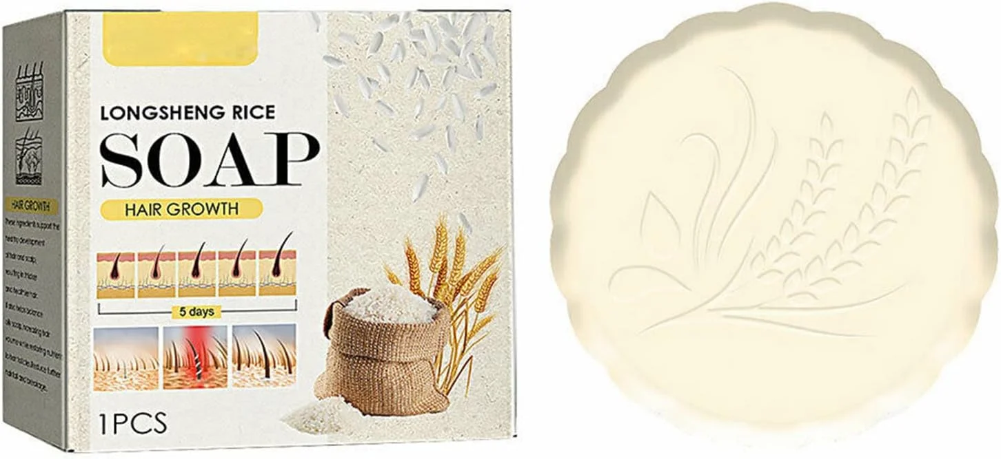 شامپو و نرم کننده آب برنج برای رشد مو، شامپو و نرم کننده آب برنج تخمیر شده 2 در 1، صابون شامپو برنج ضد ریزش مو، تغذیه کننده و ترمیم کننده موهای خشک و آسیب دیده، مناسب آقایان و بانوان (1 عدد)