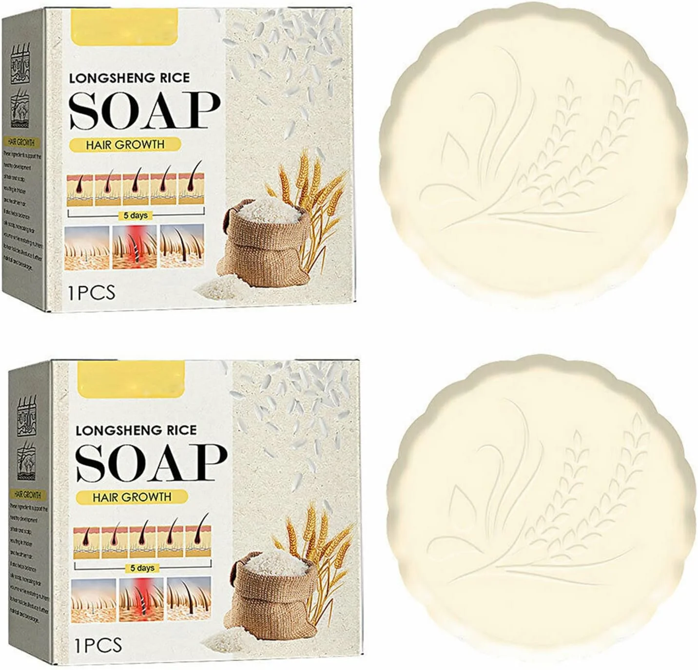 شامپو و نرم کننده آب برنج برای رشد مو، شامپو و نرم کننده نواری آب برنج تخمیر شده 2 در 1، صابون شامپو برنج ضد ریزش مو، تغذیه و ترمیم موهای خشک و آسیب دیده برای آقایان و بانوان (2 عدد)