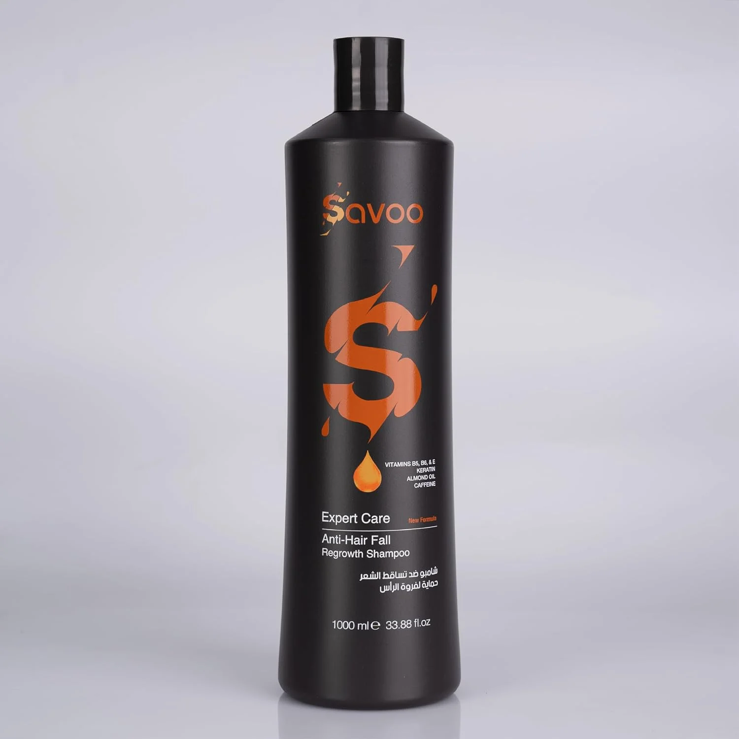 شامپو ضد ریزش مو ساوو 1000 میلی لیتر | حاوی کراتین، کافئین، روغن بادام و ویتامین های B5 B6 E | تقویت کننده فولیکول ها، کاهش شکستگی و تحریک رشد مو | فرمول ضد ریزش مو
