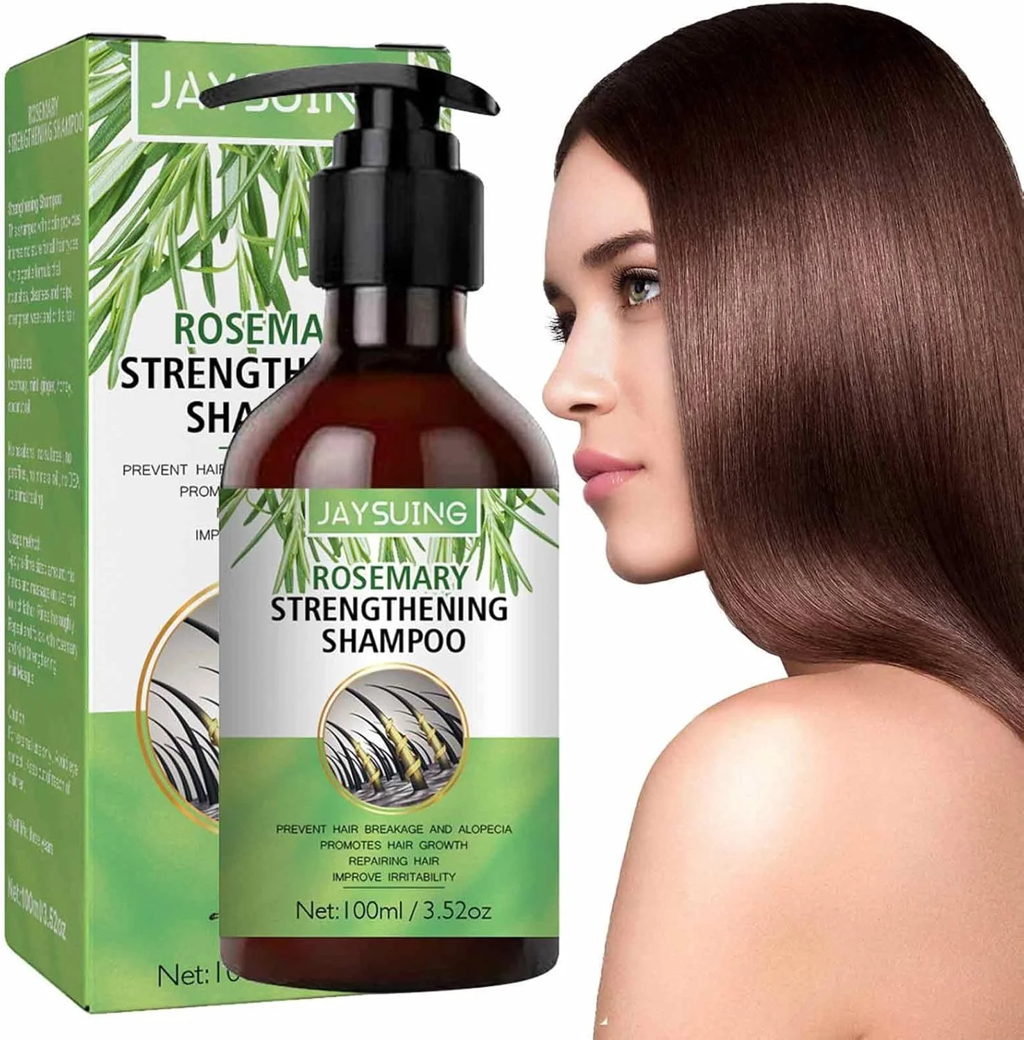 شامپو رزماری برای رشد مو | شامپو تقویت کننده رزماری طبیعی - 100 میلی لیتر، محصولات مراقبت از مو، شامپو ضد ریزش مو برای موهای خشک، شکننده، وز و آسیب دیده
