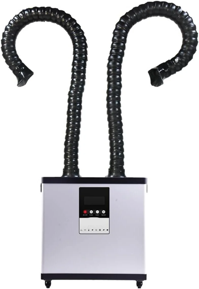 فن مکنده دود لحیم کاری، پاک کننده دود و گرد و غبار، LCD دیجیتال، دو کاناله، دستگاه تصفیه دود لحیم کاری با چرخ، تصفیه کننده هوا برای کار جوشکاری DIY