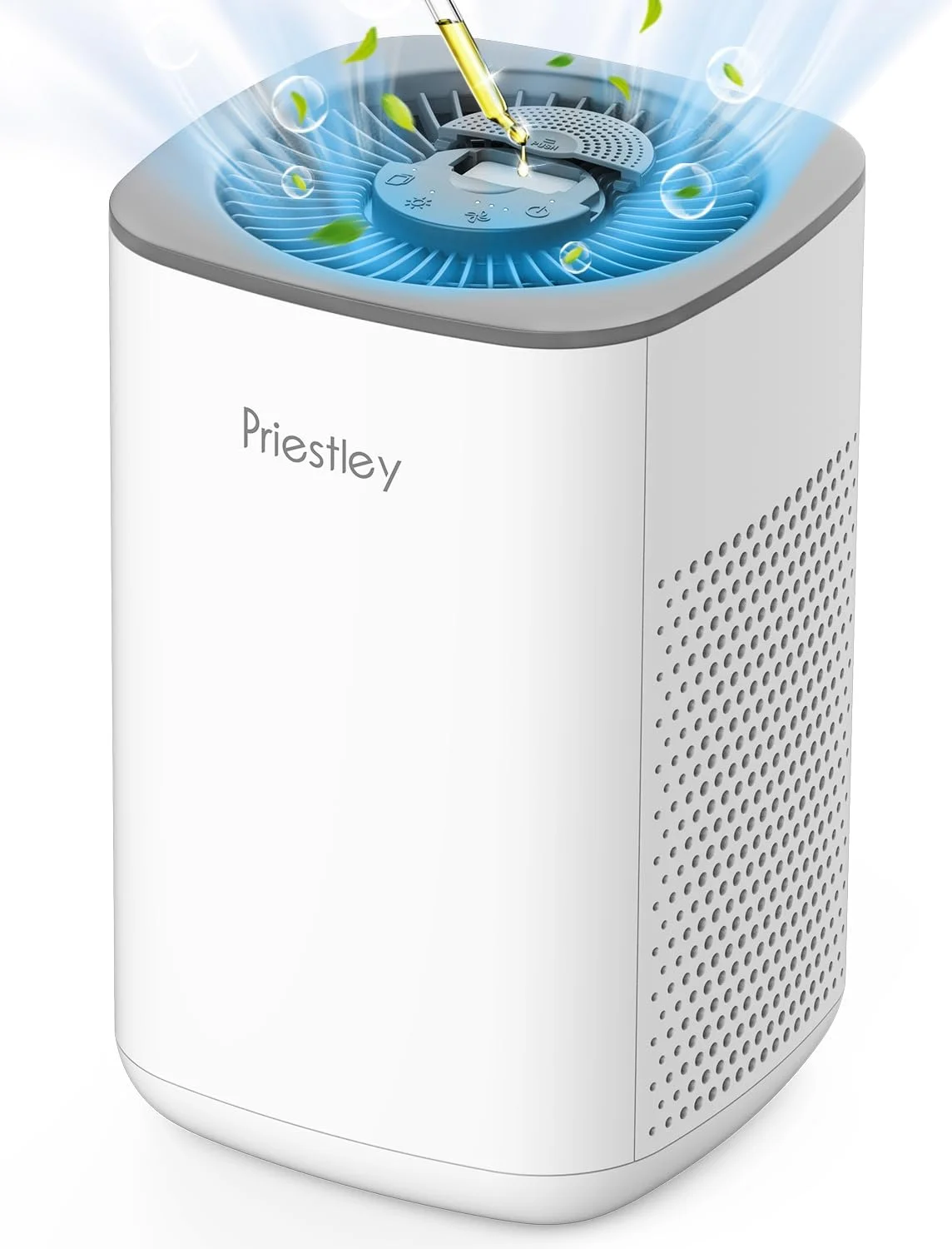 دستگاه تصفیه هوای Priestley برای اتاق خواب کوچک، خوابگاه، دفتر کار، رومیزی، 20db بی صدا، تصفیه کننده هوای 3 در 1 HEPA با پخش کننده اسانس، فیلتر دود، آلرژی، شوره حیوانات خانگی، بو، گرد و غبار