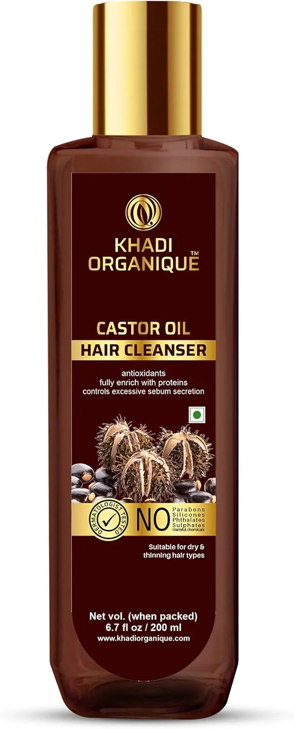 شوینده مو روغن کرچک ارگانیک Khadi | شامپو آنتی اکسیدان غنی شده با پروتئین ها، کنترل ترشح بیش از حد سبوم 200 میلی لیتر شوینده مو روغن کرچک ارگانیک Khadi | شامپو آنتی اکسیدان غنی شده با پروتئین ها، کنترل ترشح بیش از حد سبوم 200 میلی لیتر