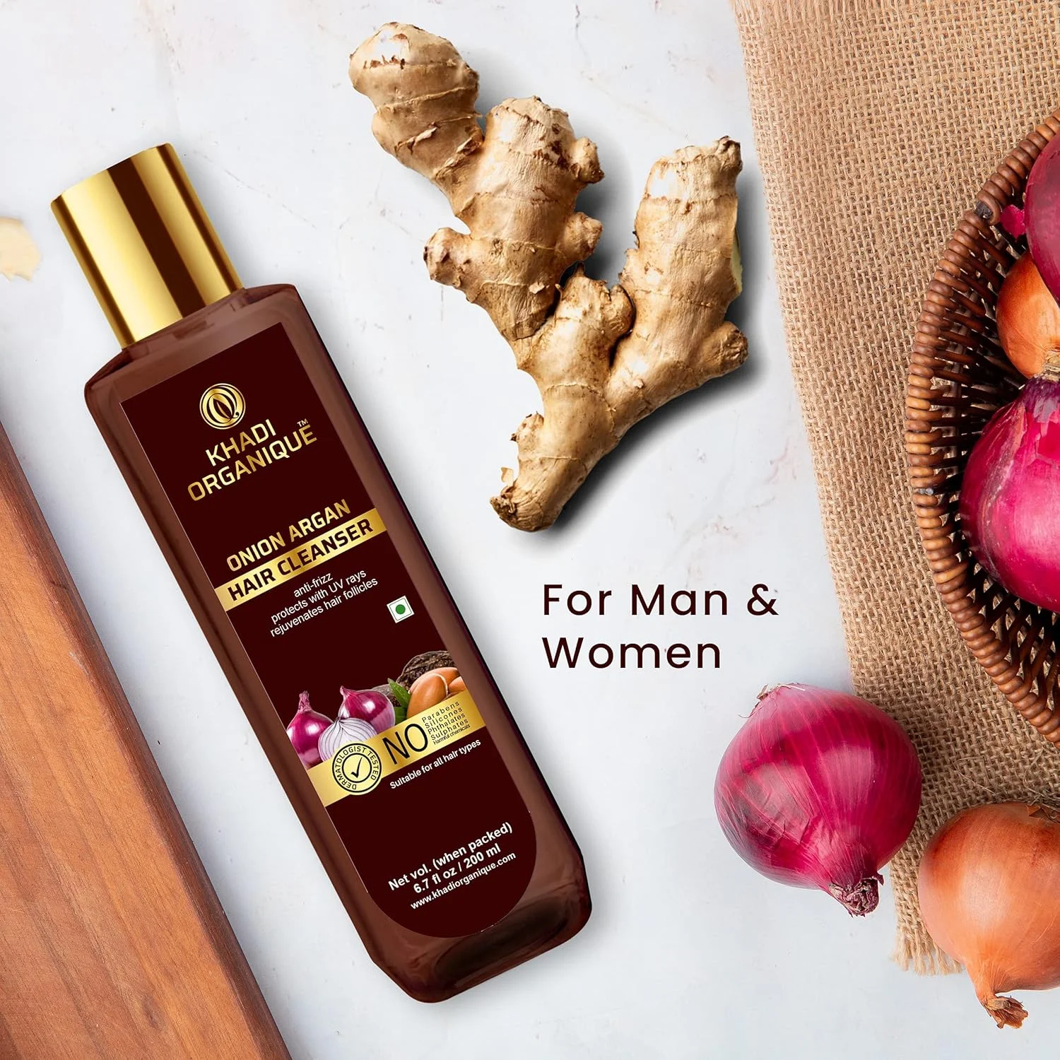 شوینده مو خادی ارگانیک پیاز آرگان، ضد وز، محافظت در برابر اشعه UV، احیا کننده فولیکول های مو 200 میلی لیتر (بسته 1 عددی) شوینده مو خادی ارگانیک پیاز آرگان، ضد وز، محافظت در برابر اشعه UV، احیا کننده فولیکول های مو 200 میلی لیتر (بسته 1 عددی)