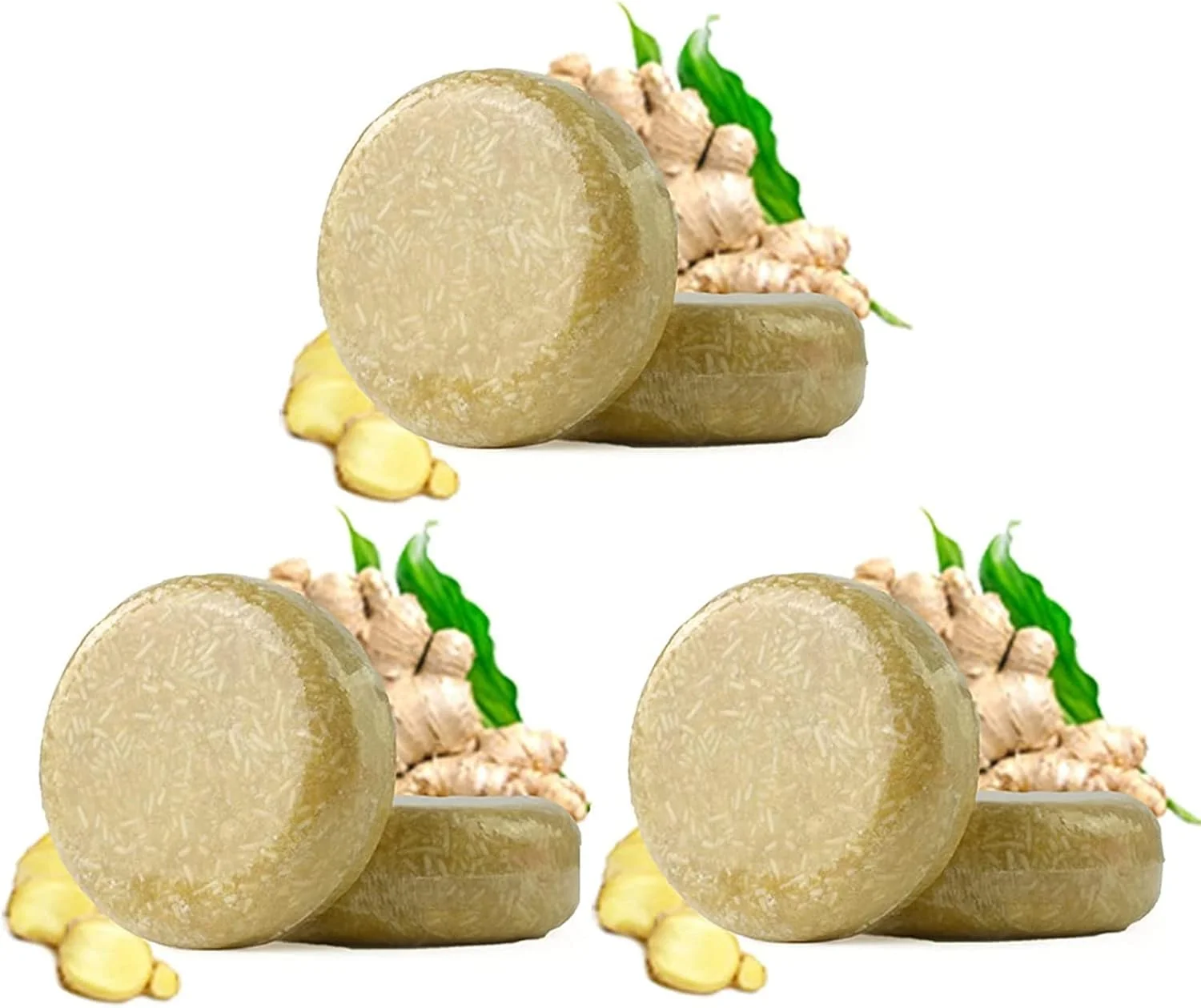 شامپو زنجبیل ارگانیک، صابون شامپو زنجبیل ضد ریزش مو، نرم کننده و اسانس ترمیم کننده زنجبیل ارگانیک طبیعی، حجم دهنده و مرطوب کننده، برای موهای خشک و آسیب دیده (3 عدد)