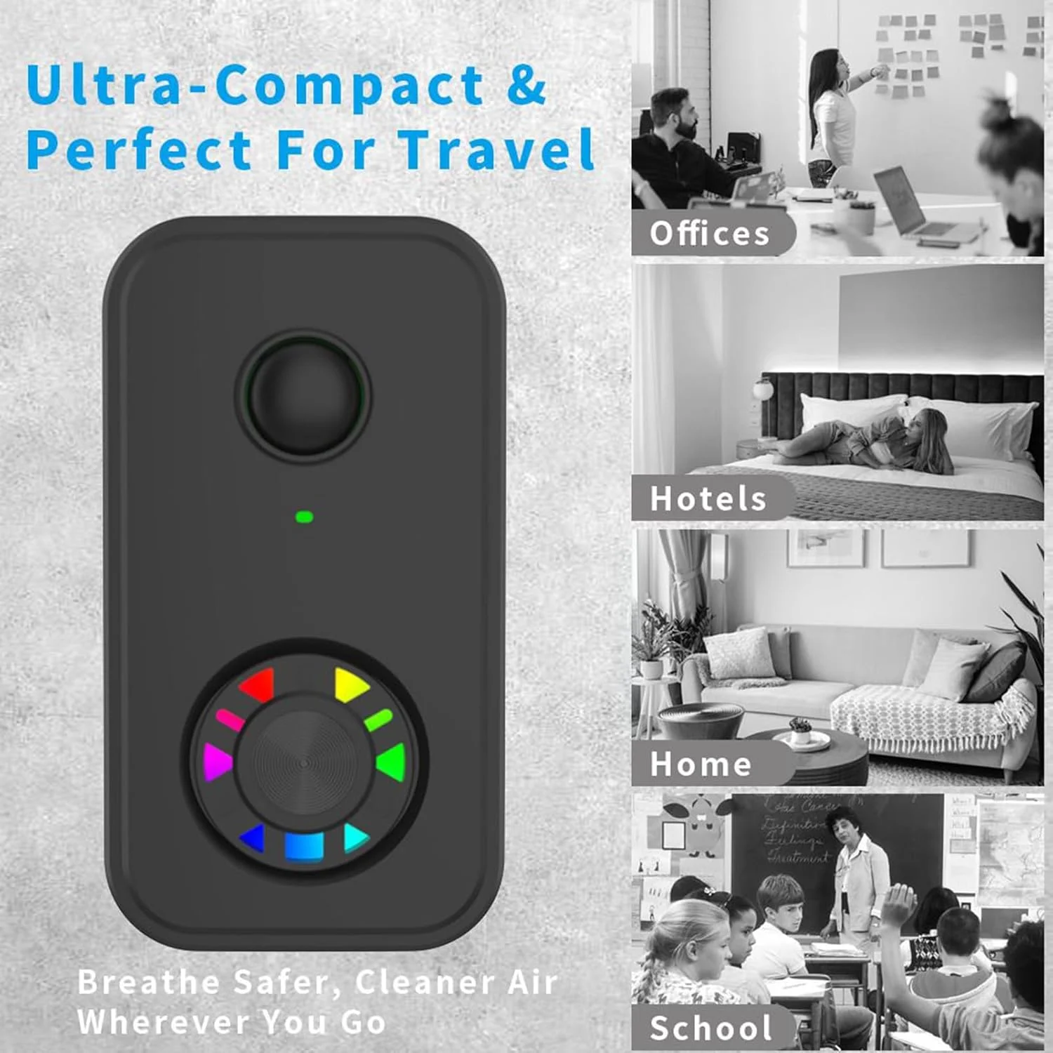 دستگاه تصفیه هوا با یون منفی برای خانه - دستگاه تصفیه هوا مناسب اتاق بزرگ | فیلتر یونیزه کننده، کاهش دهنده بو، خوشبو کننده و از بین برنده بوی نامطبوع برای اتاق خواب، زیرزمین، خودرو، فضای باز، گاراژ، اتاق، دفتر و آشپزخانه