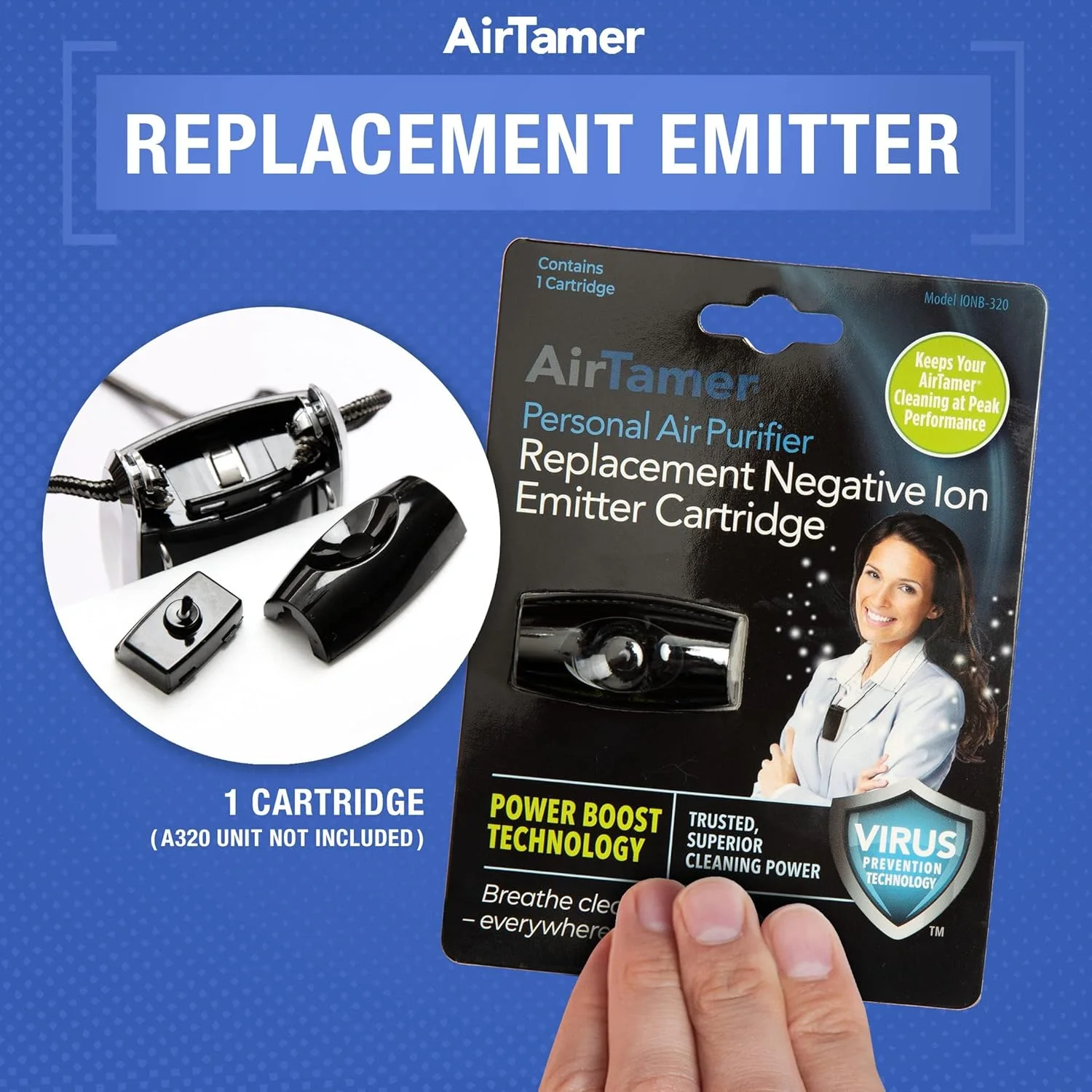 روکش های جایگزین فرستنده یون منفی تصفیه کننده هوای شخصی پیشرفته ایرتیمر - ساخته شده برای مدل A320 ایرتیمر (مشکی)